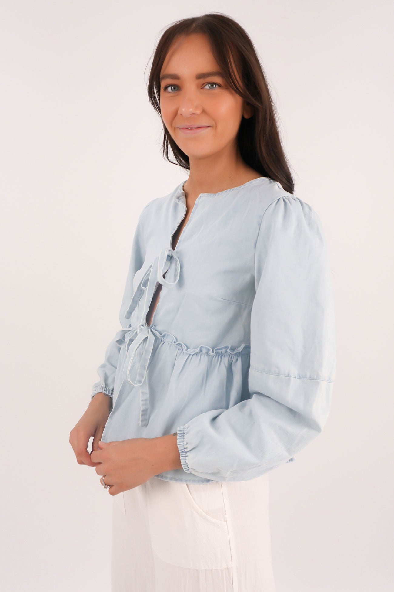 Myra Denim Top Light Blue