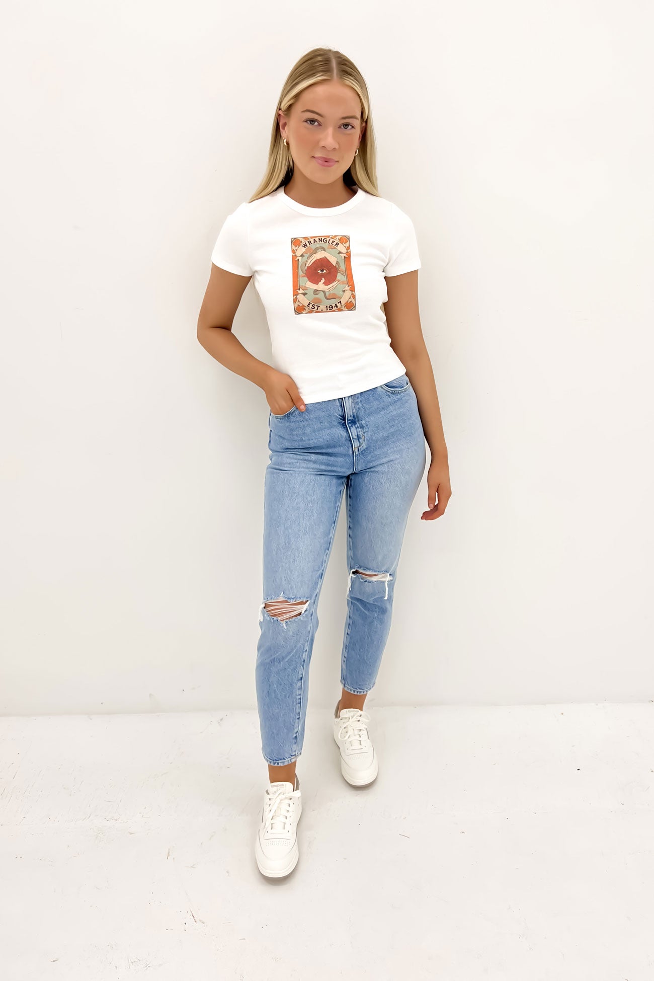 Mystic Eye Staple Rib Tee Vintage White