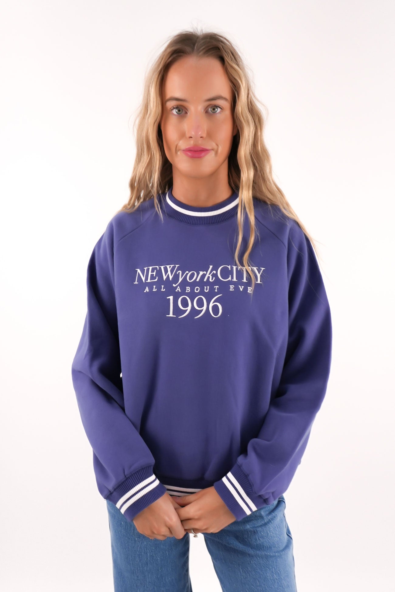 NYC 96 Raglan Box Crew Nautical