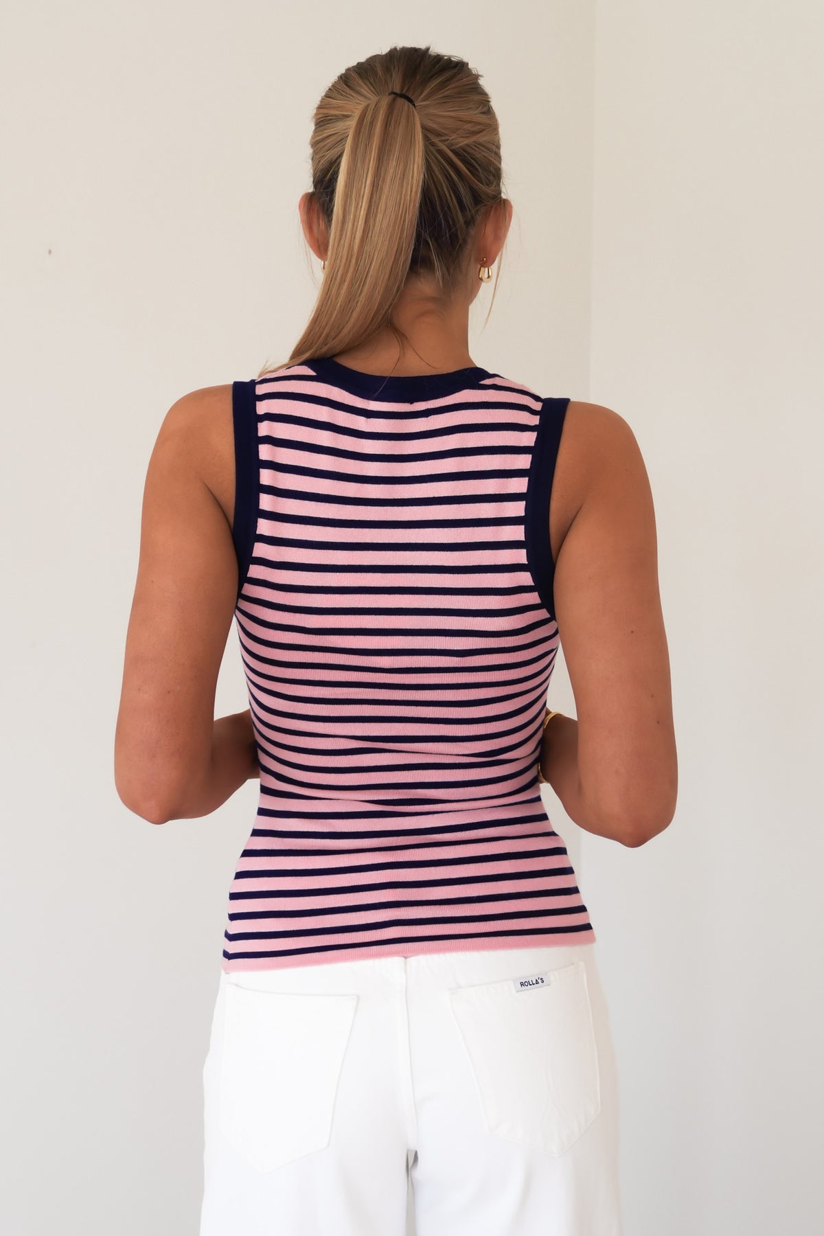 Naoise Knit Tank Pink Navy Stripe
