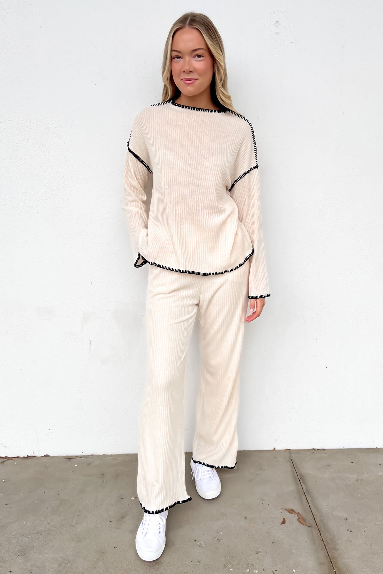 Naomi Ribbed Set Beige