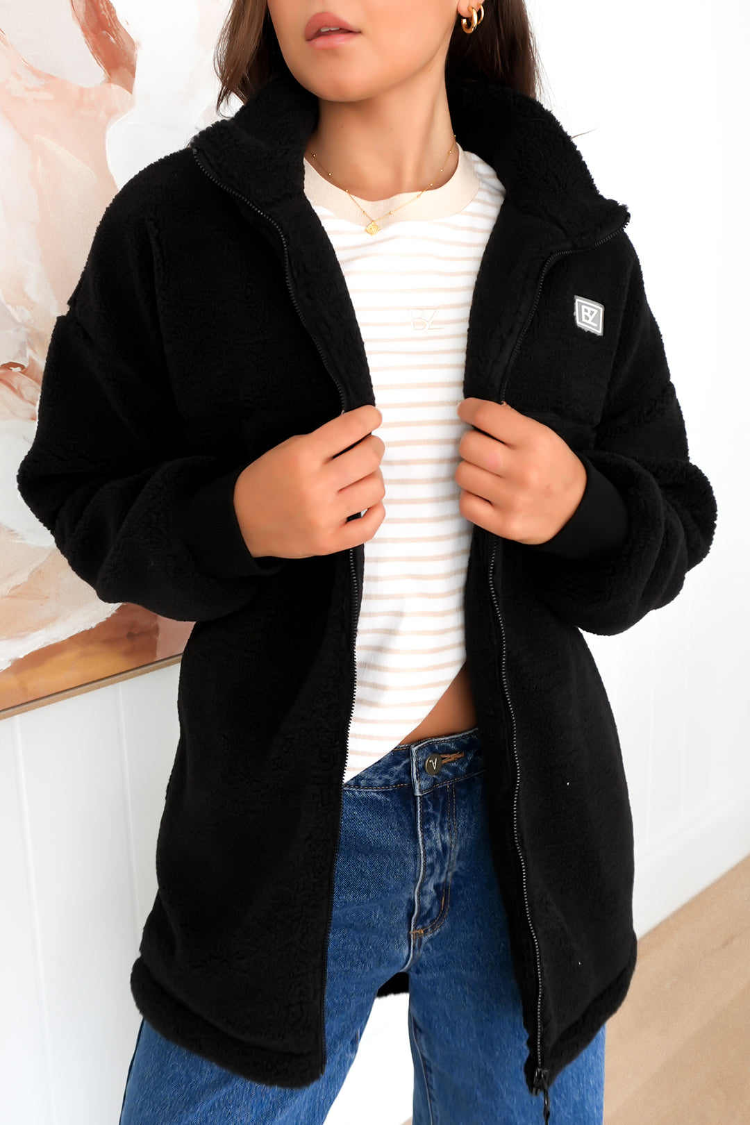 Nate Teddy Jacket Black