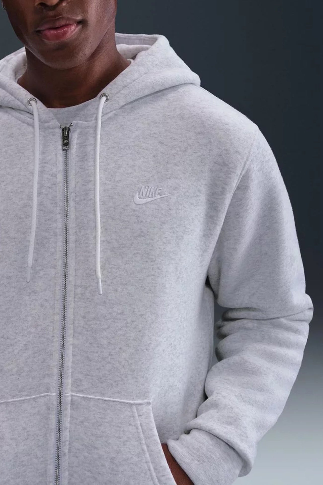 Nike Club Full-Zip Fleece Hoodie Birch Heather White