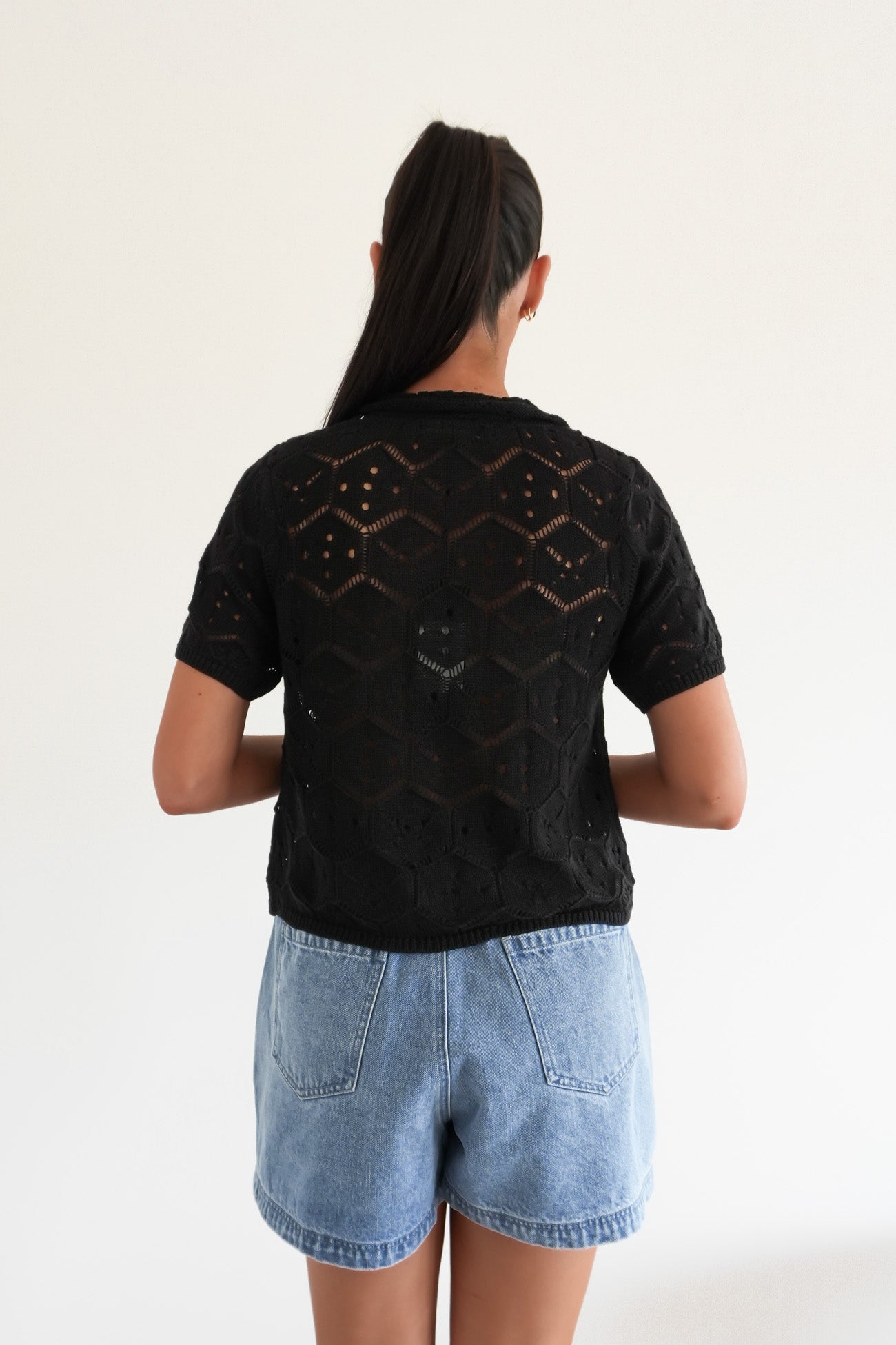 Nina Crochet Top Black