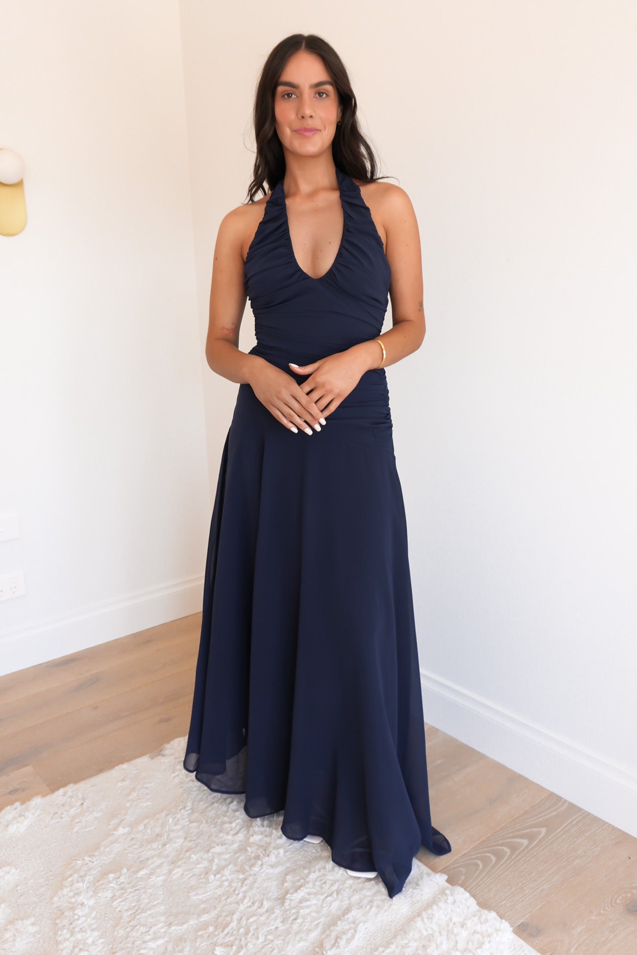Olivah Halter Maxi Dress Navy