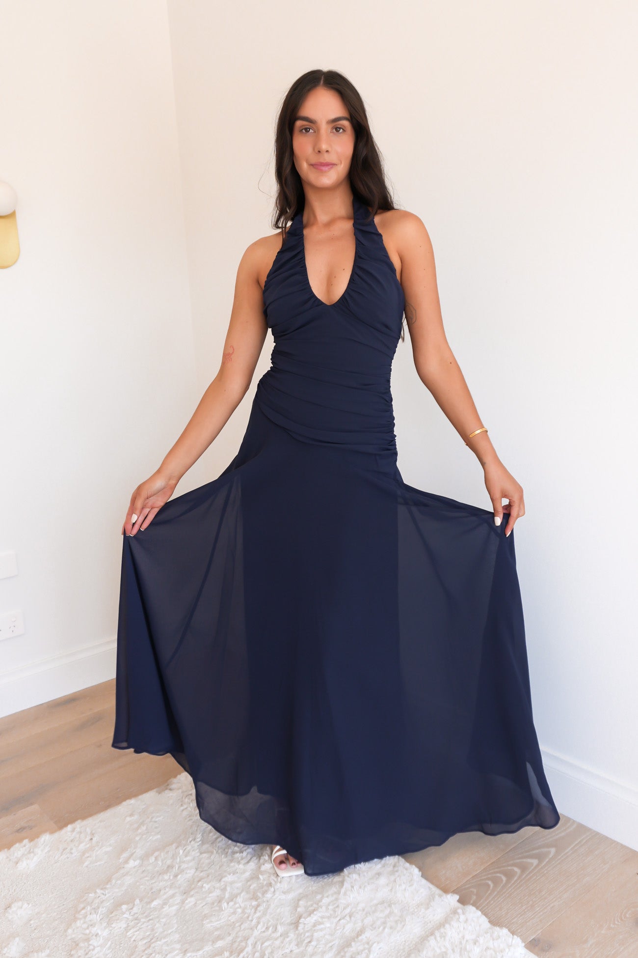 Olivah Halter Maxi Dress Navy
