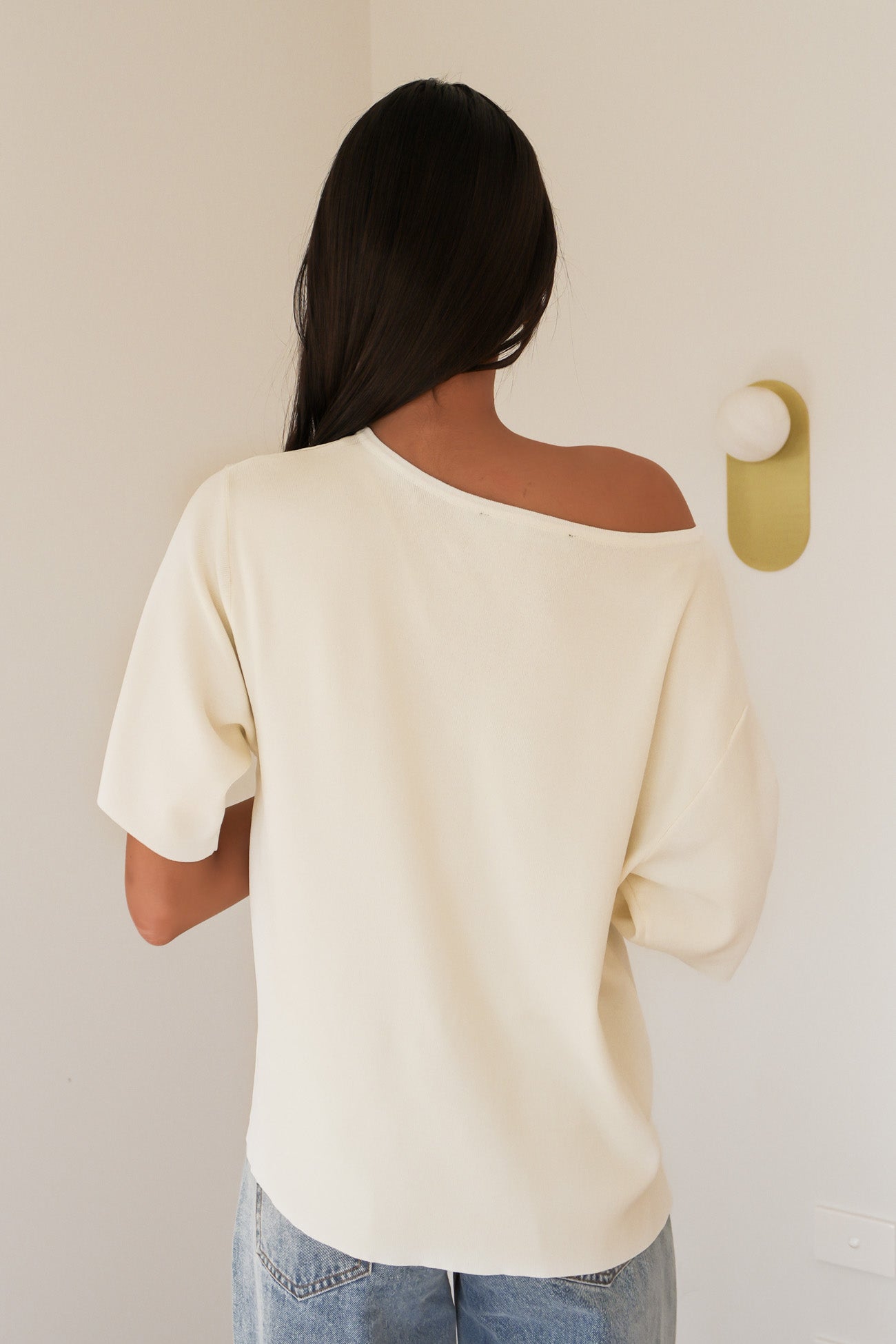 Ollie Off Shoulder Knit Top White