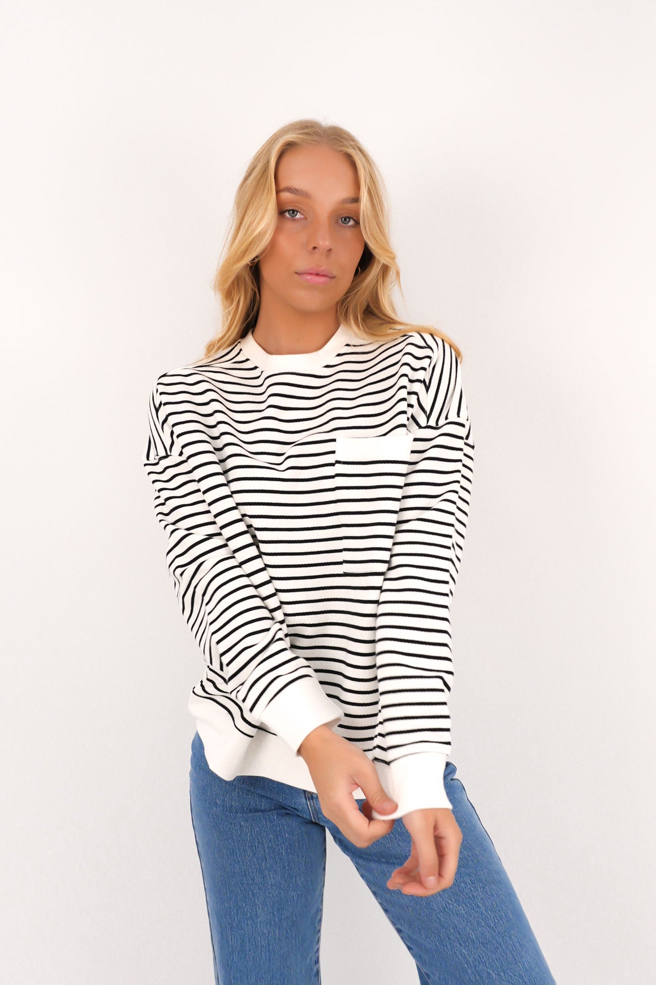 Original Stripe Crew White Black