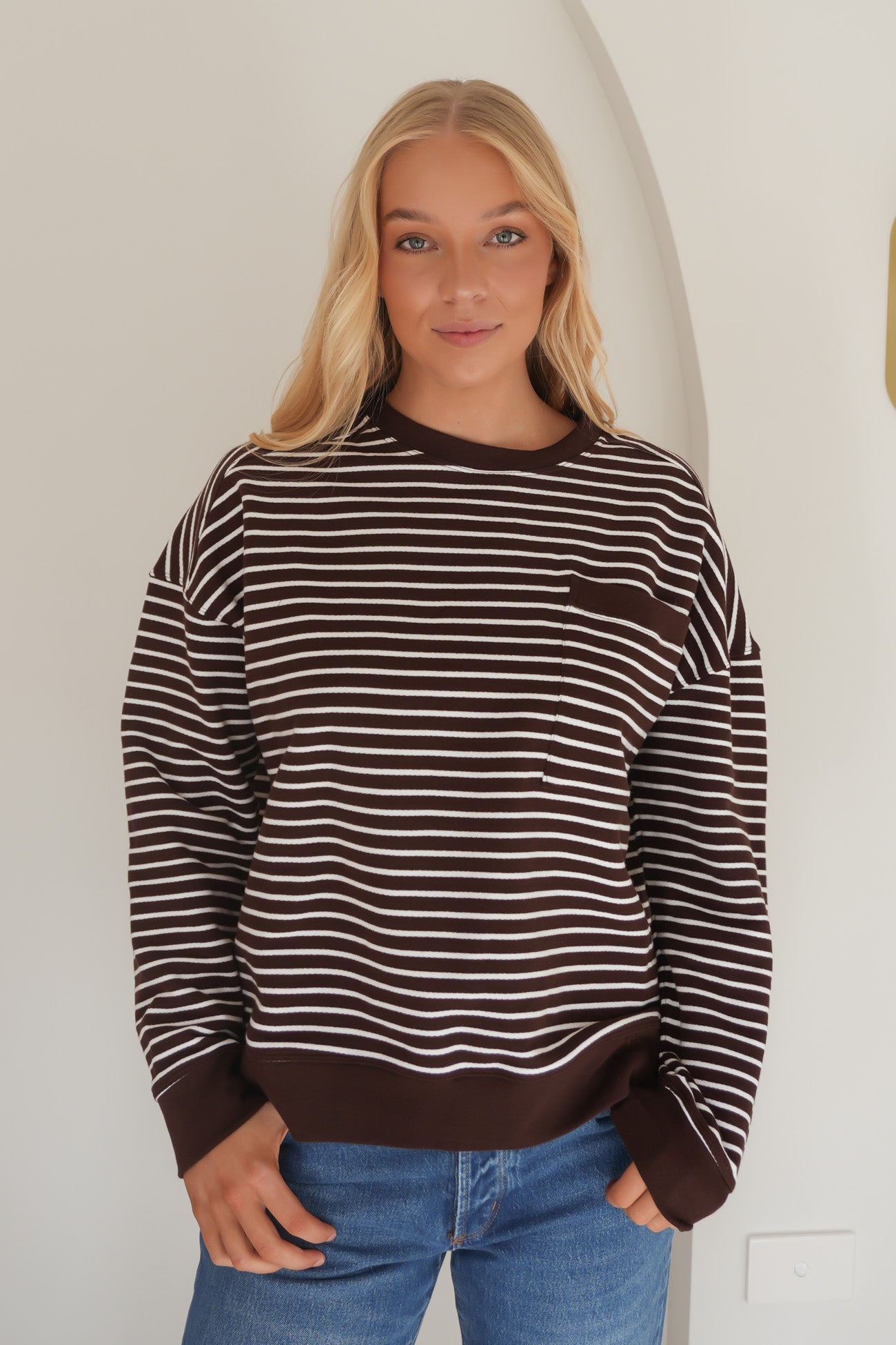 Original Stripe Crew Coffee White