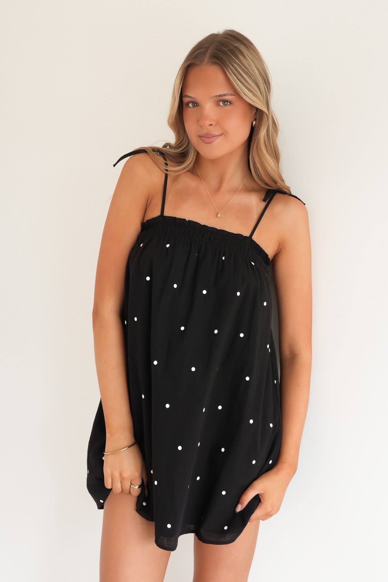 Ostin Mini Dress Black Polka Dot