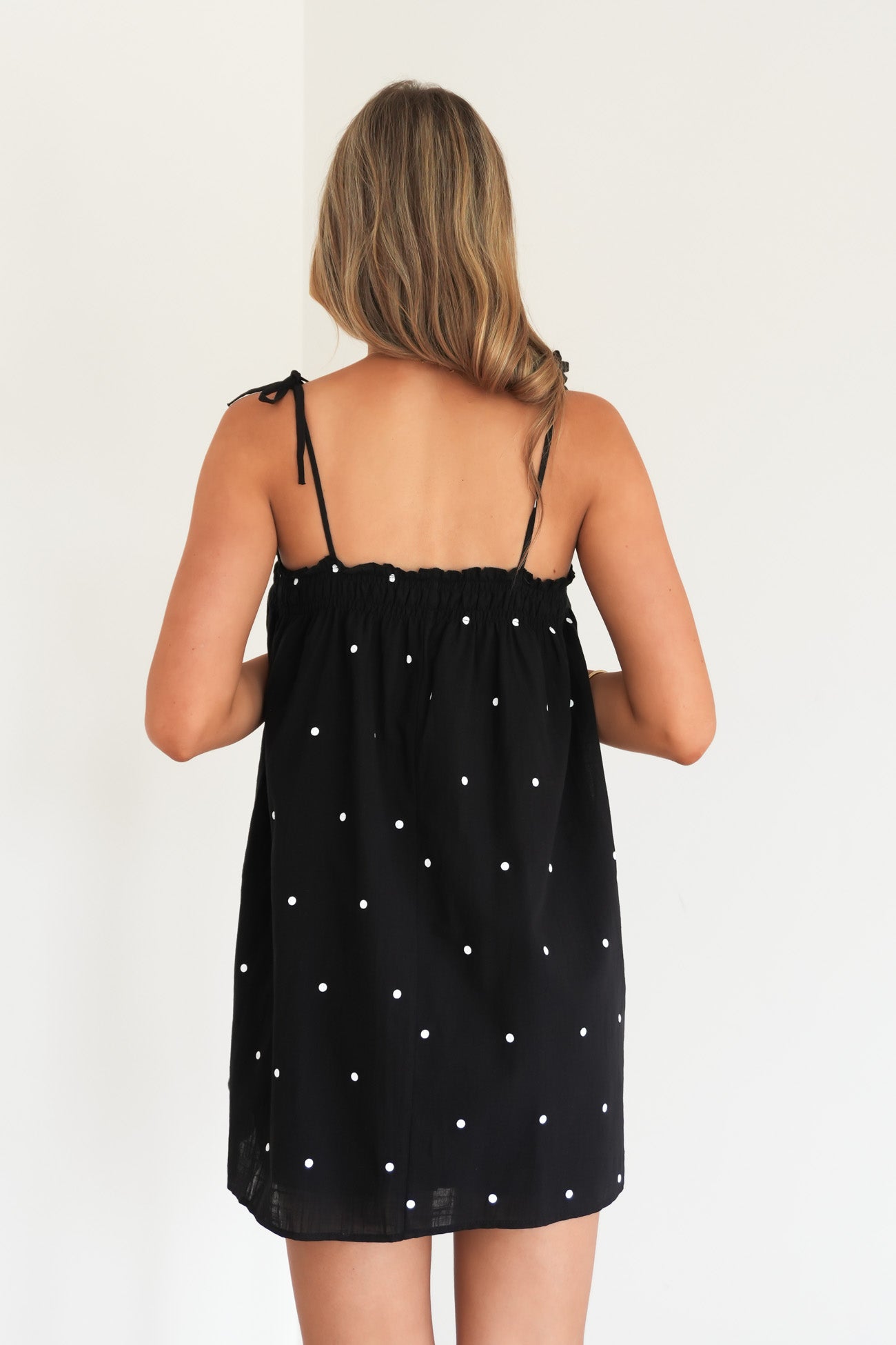 Ostin Mini Dress Black Polka Dot