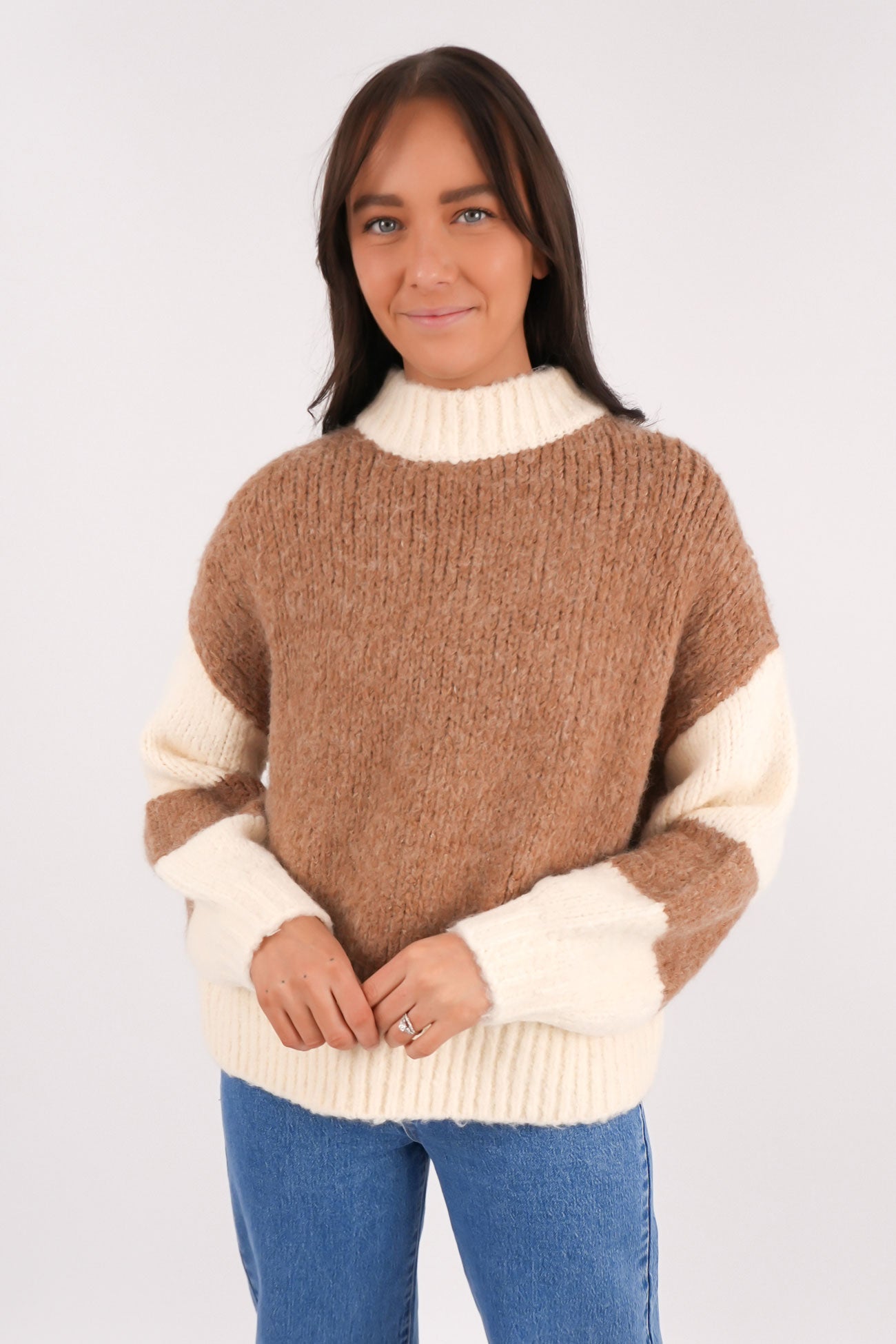Otis Knit Jumper Brown Cream