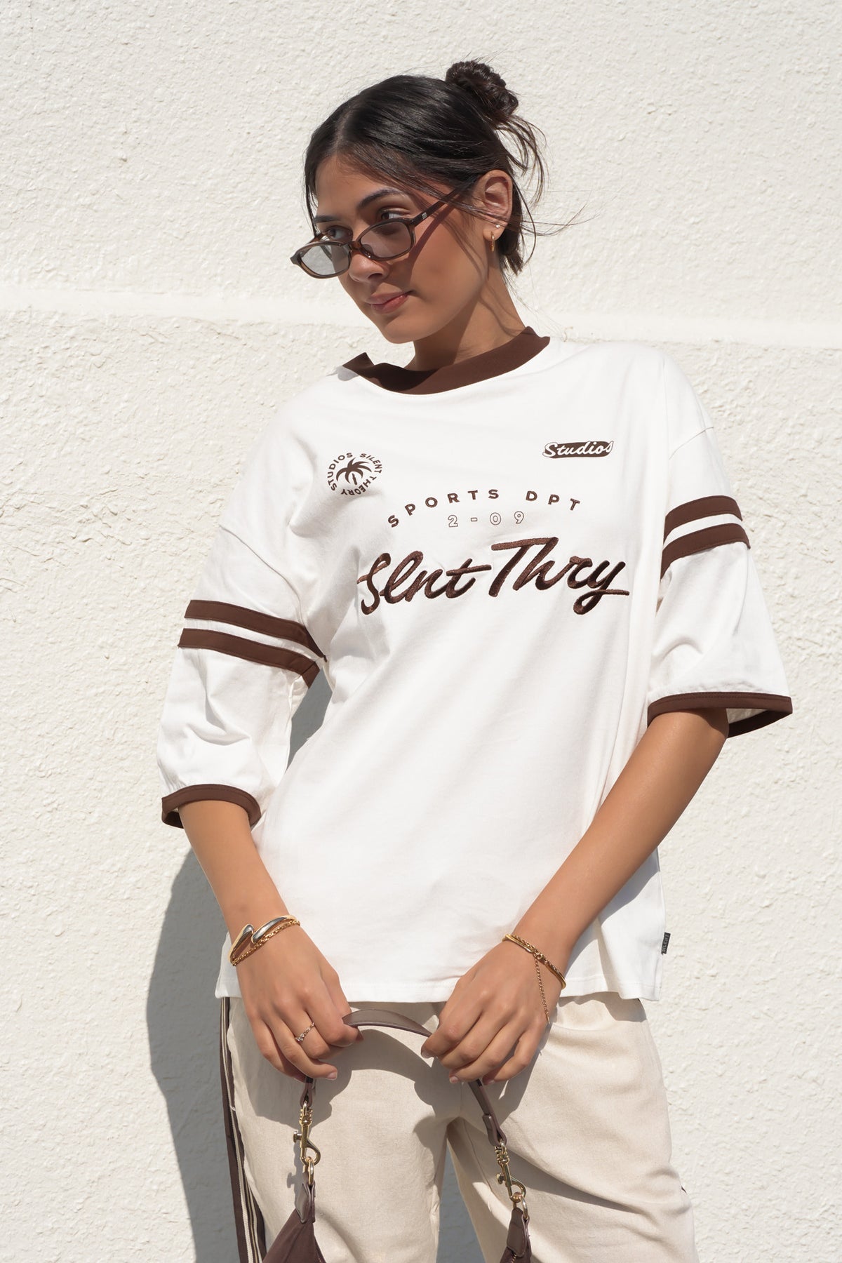 Palm State Oversized Tee Vintage White
