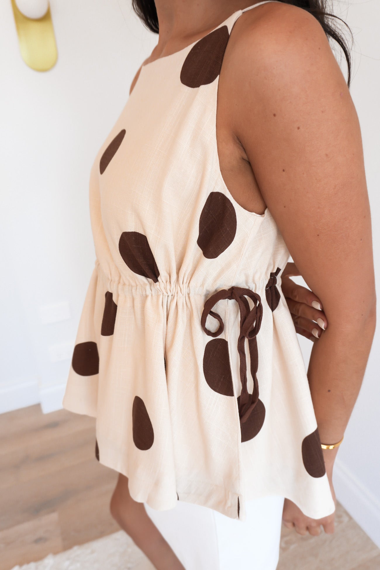 Palmer Top Mocha Polka Dot