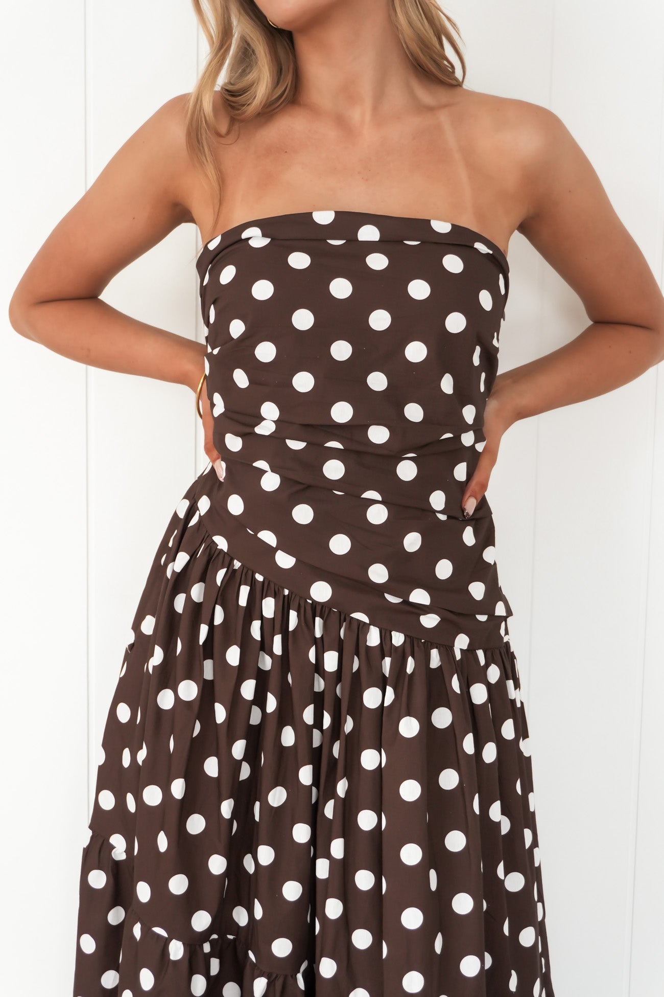Pamela Maxi Dress Chocolate Polka Dot