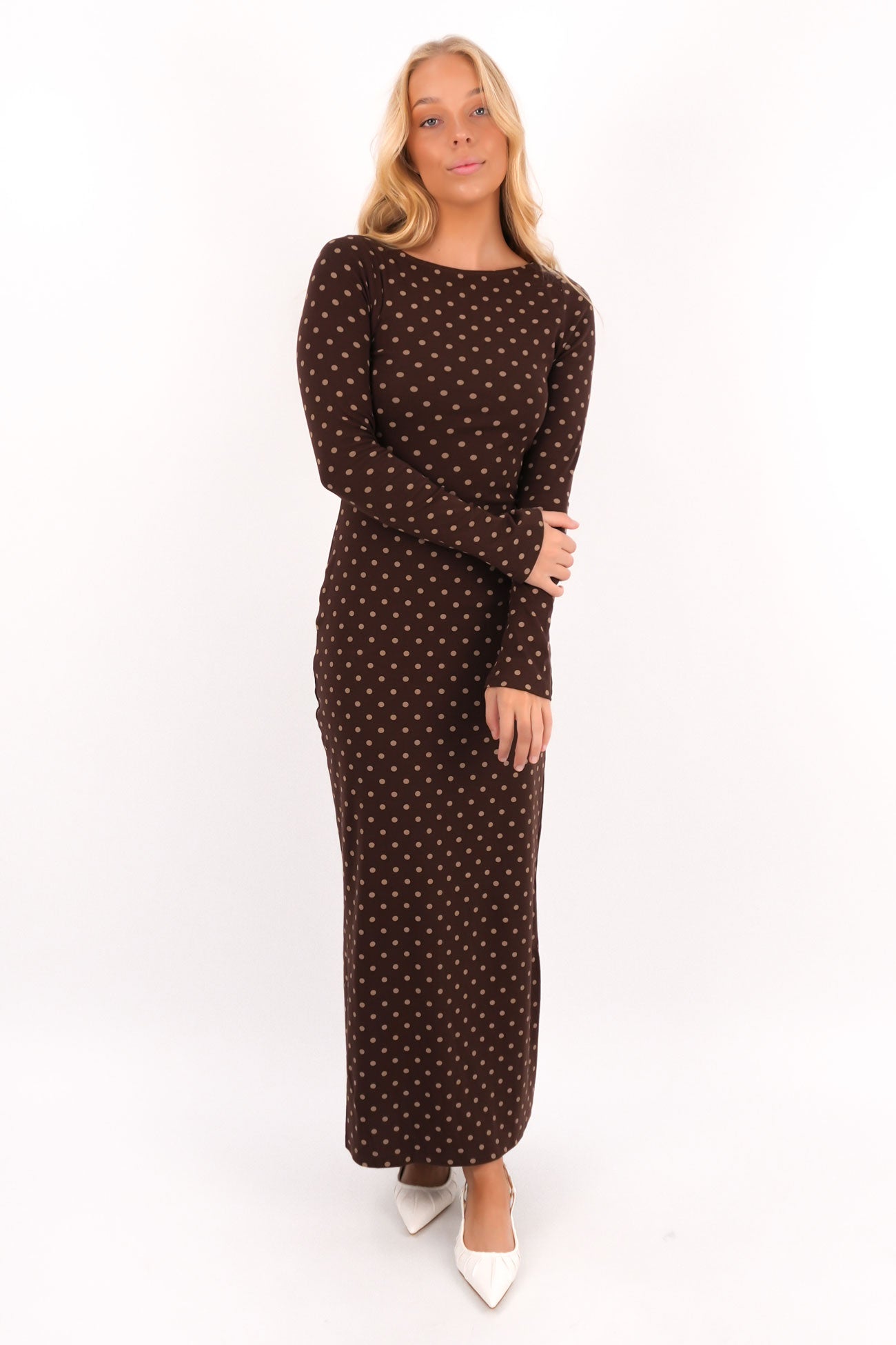 Panna Maxi Dress Brown Polkadot