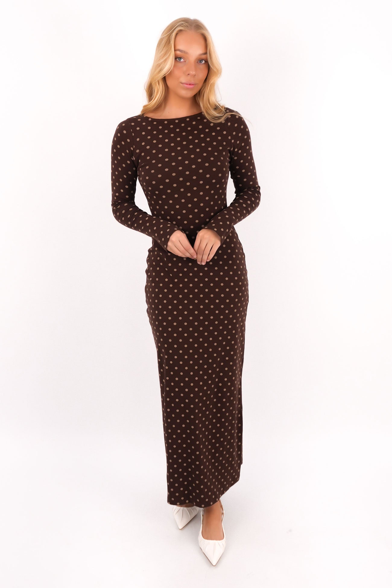 Panna Maxi Dress Brown Polkadot