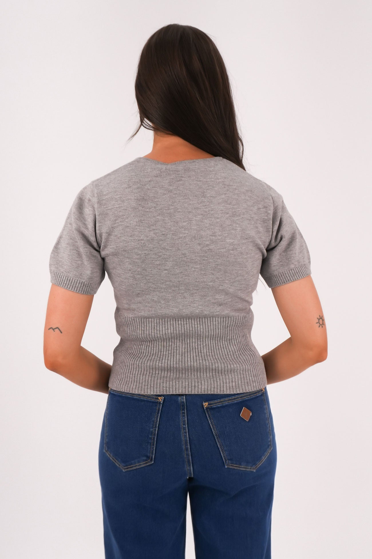 Patricia Short Sleeve Cardigan Grey Marle