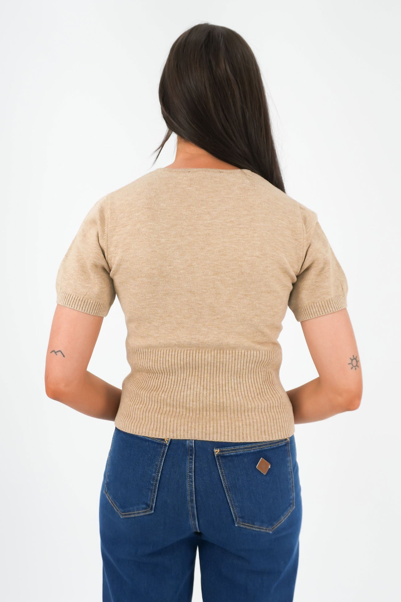 Patricia Short Sleeve Cardigan Oat