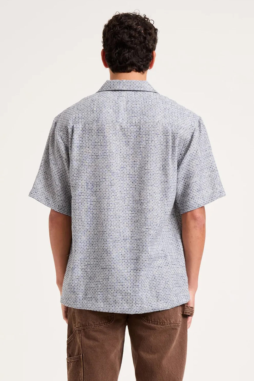 Pattern Bowler Shirt Blue