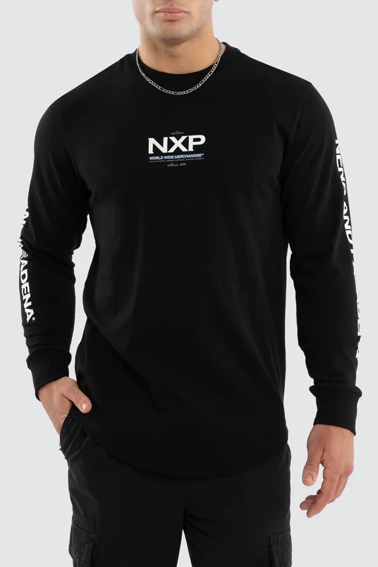 Peak Dual Curved Long Sleeve Tee Jet Black