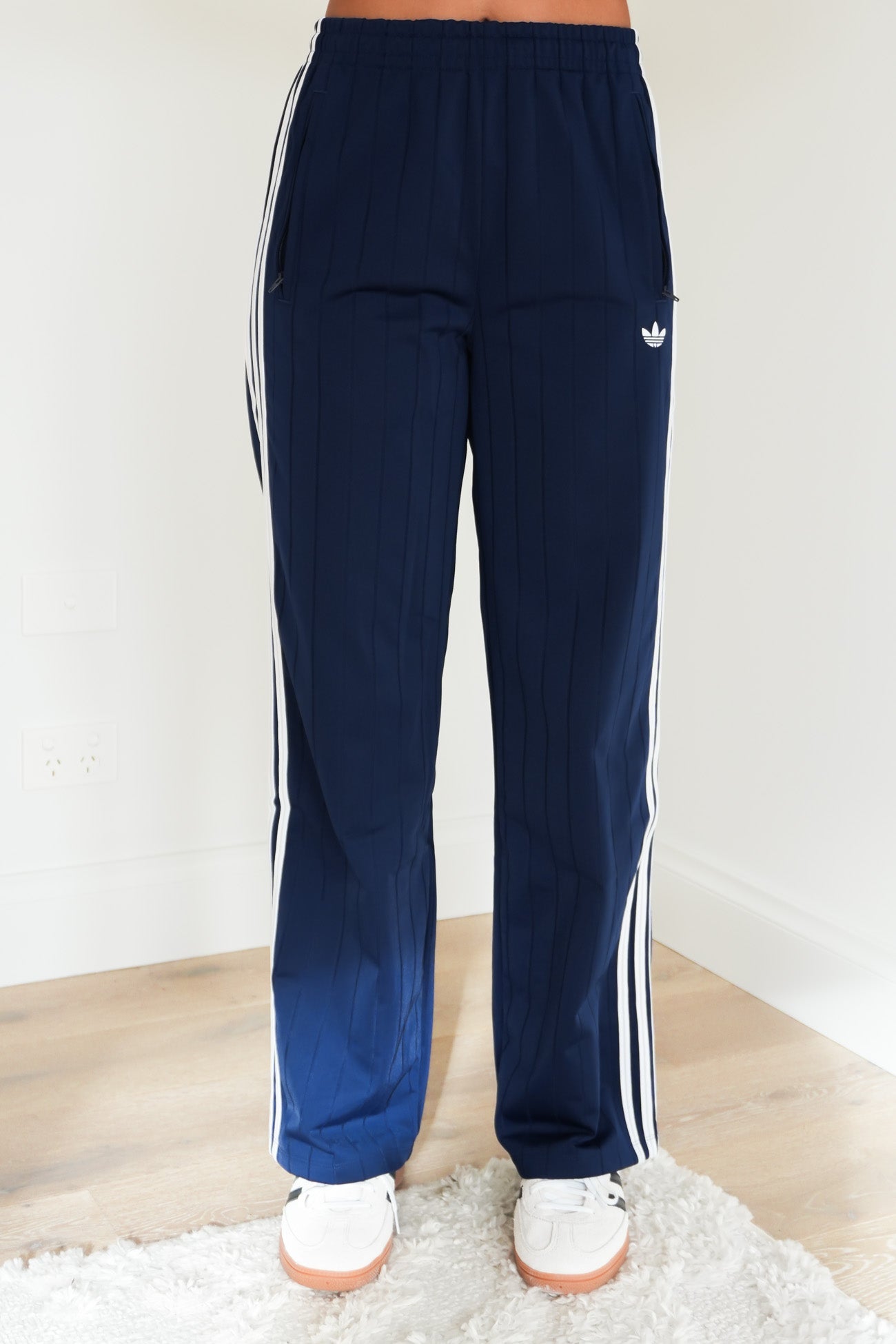 Pinstripe Firebird Loose Track Pant Night Indigo White