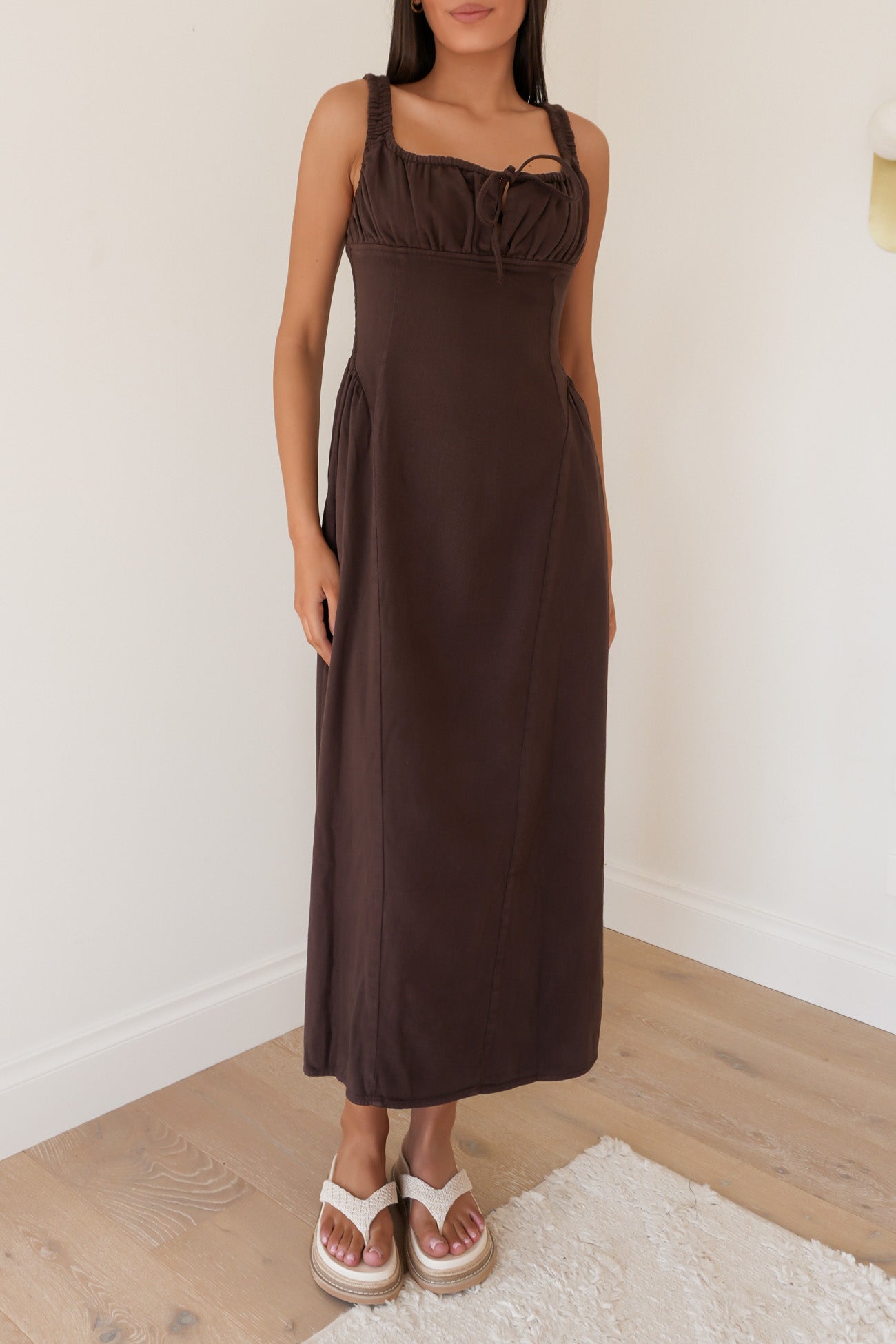 Poppy Denim Dress Brown