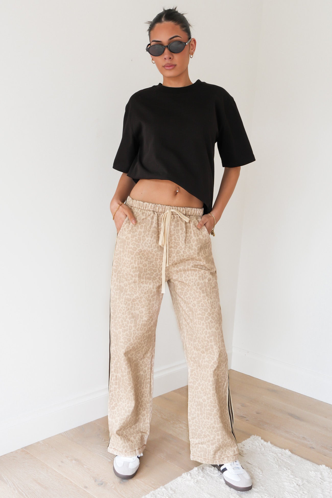 Portland Denim Pant Beige Leopard