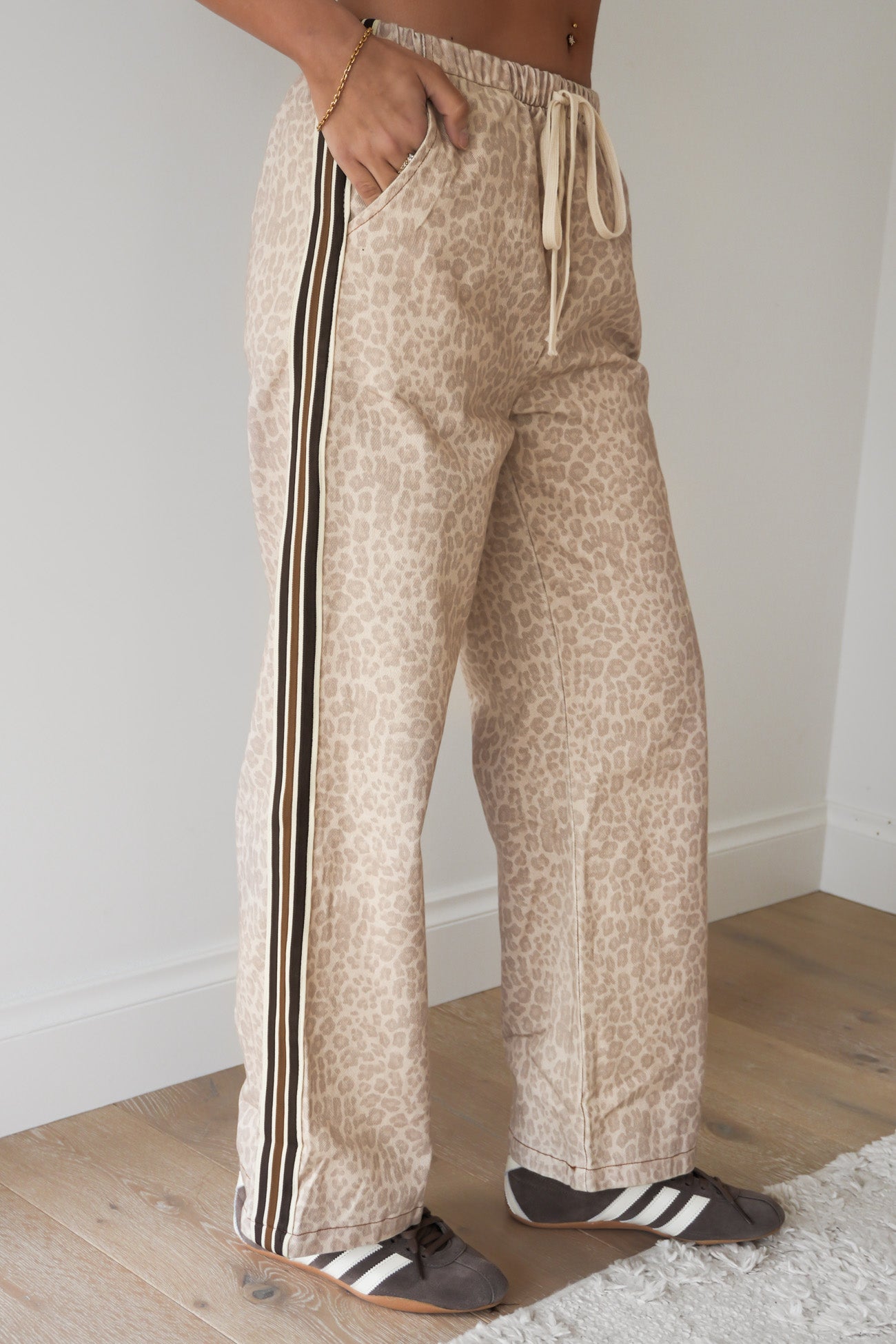 Portland Denim Pant Beige Leopard