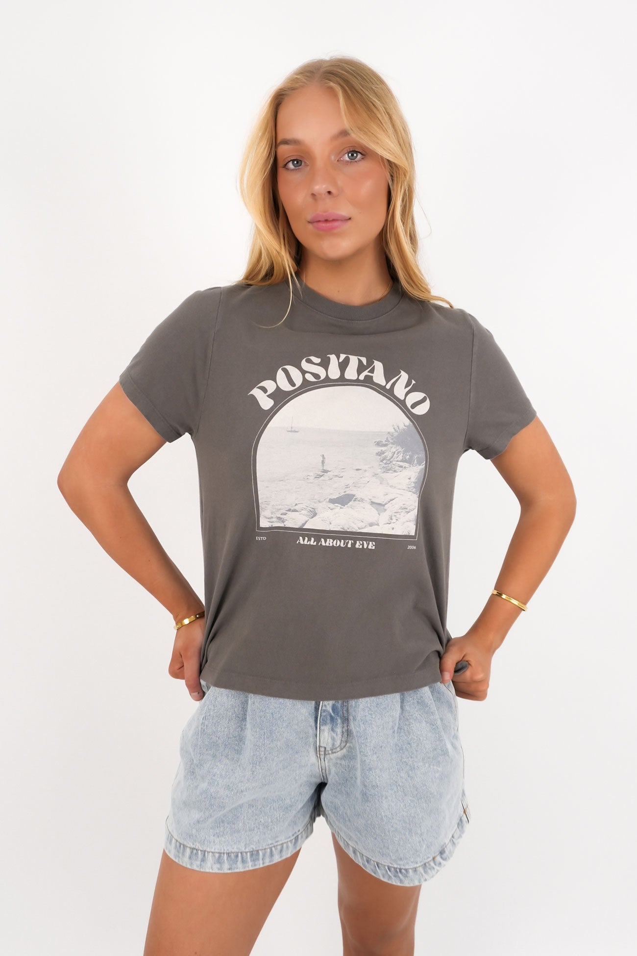 Positano Regular Tee Charcoal