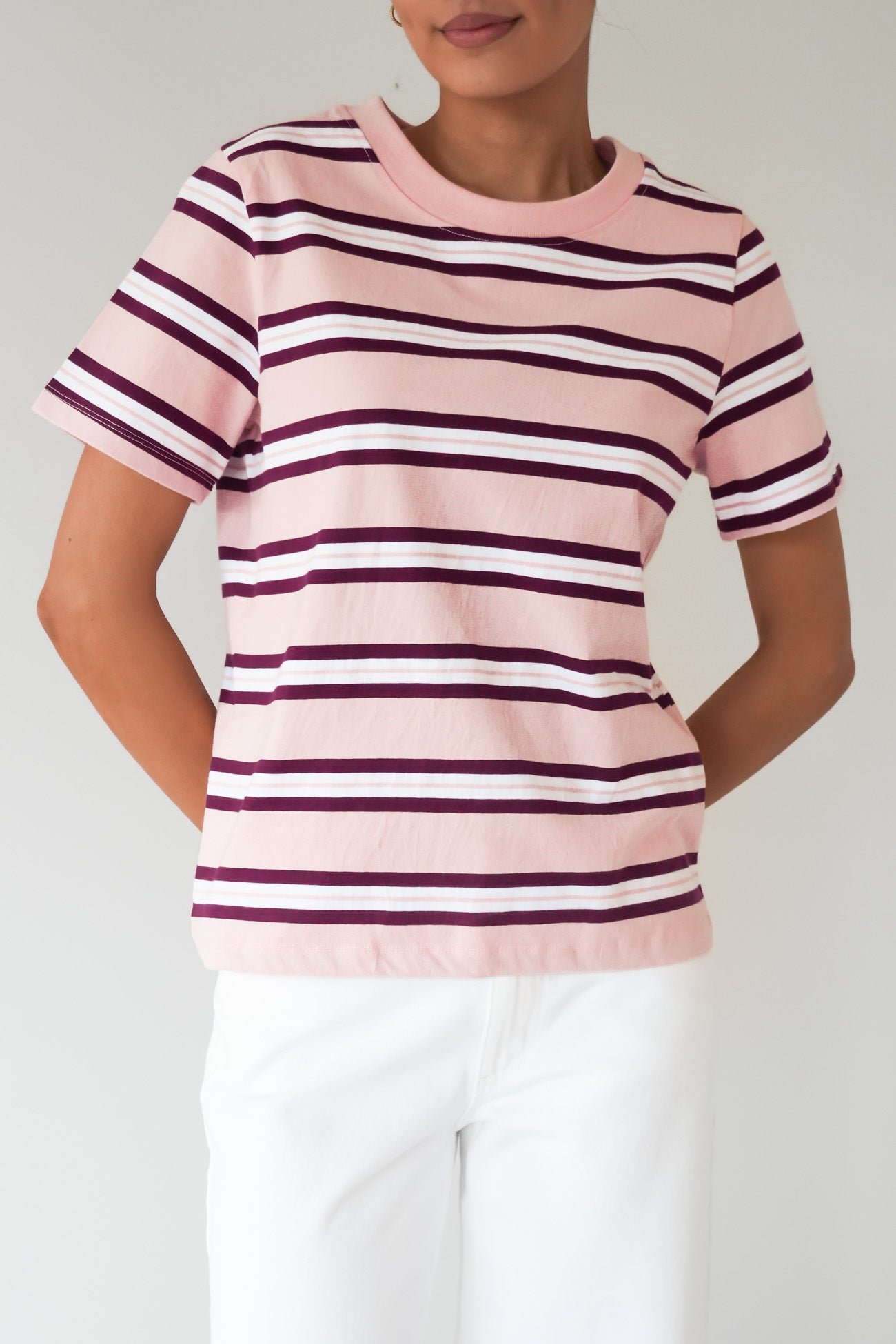 Pure Stripe Tee Ballerina Pink