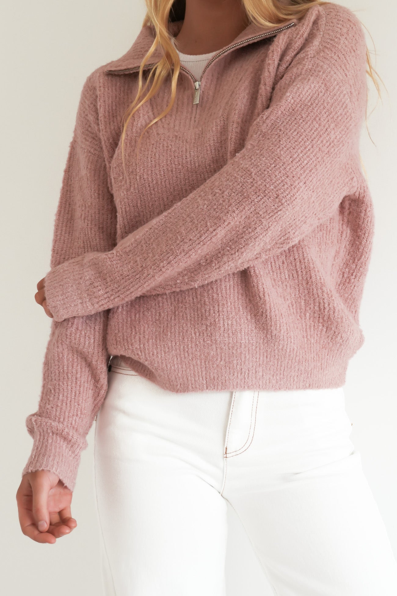 Quinn Zip Knit Pink