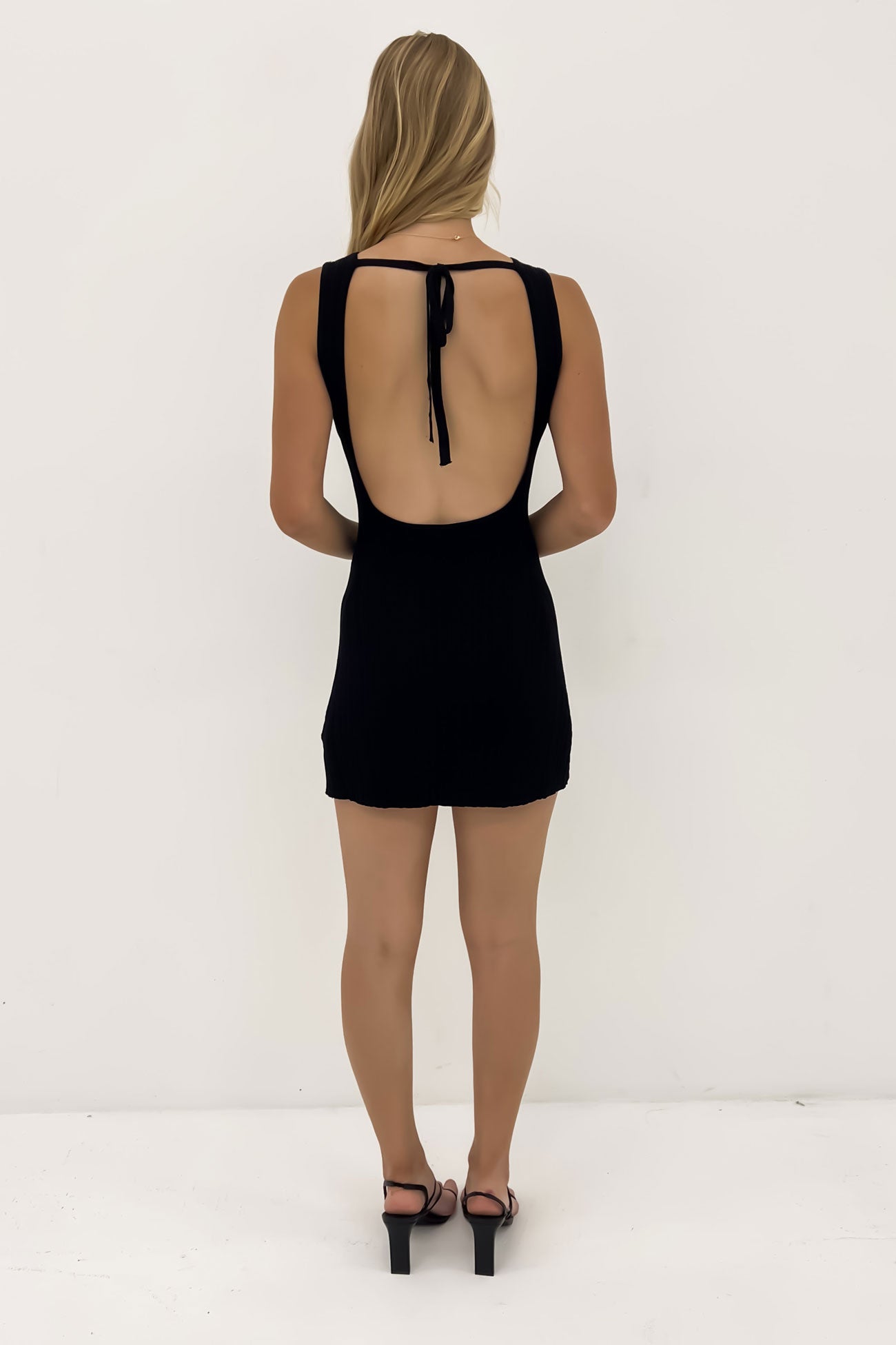 Rae Ribbed Mini Dress Black