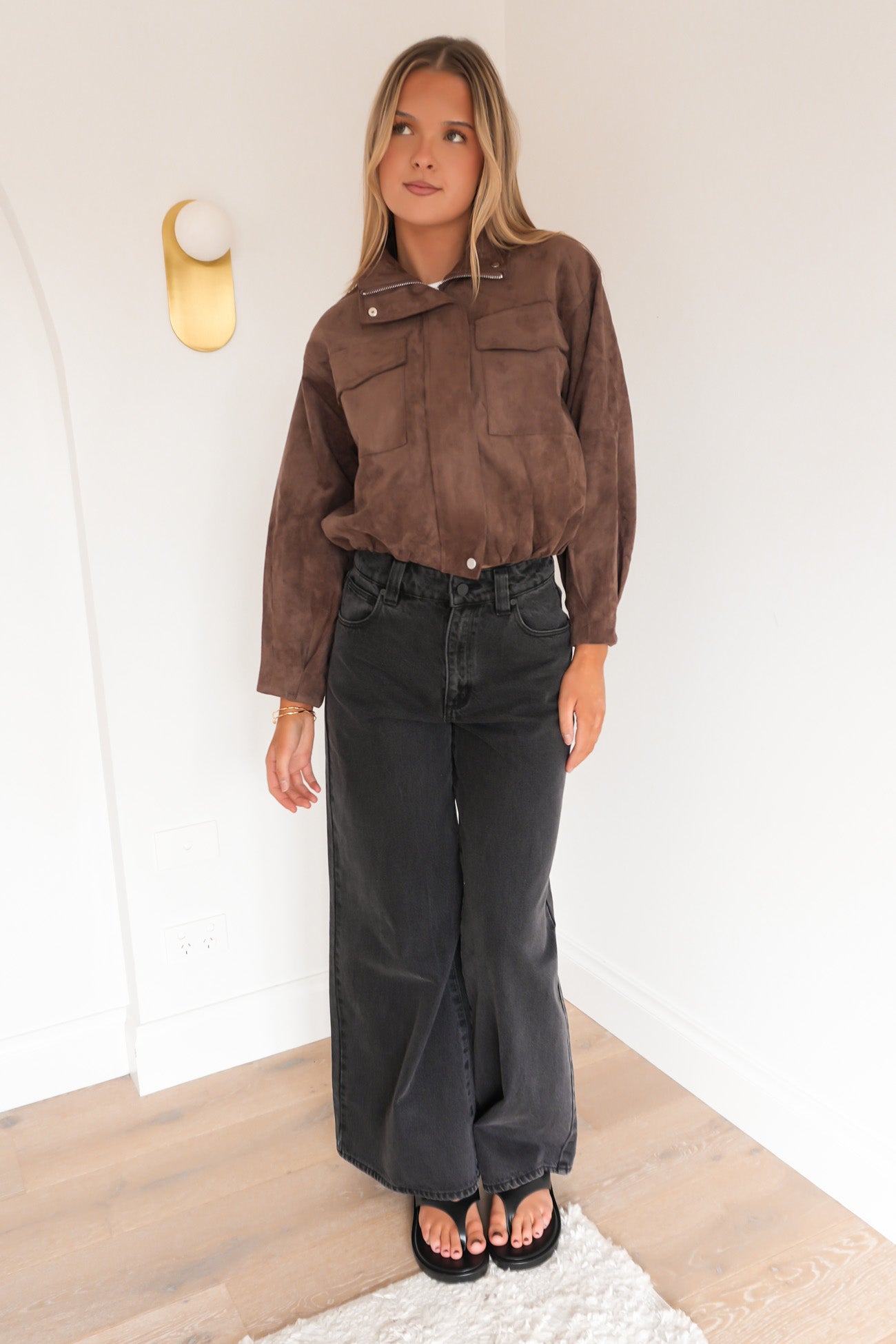 Reanne Faux Suede Bomber Chocolate