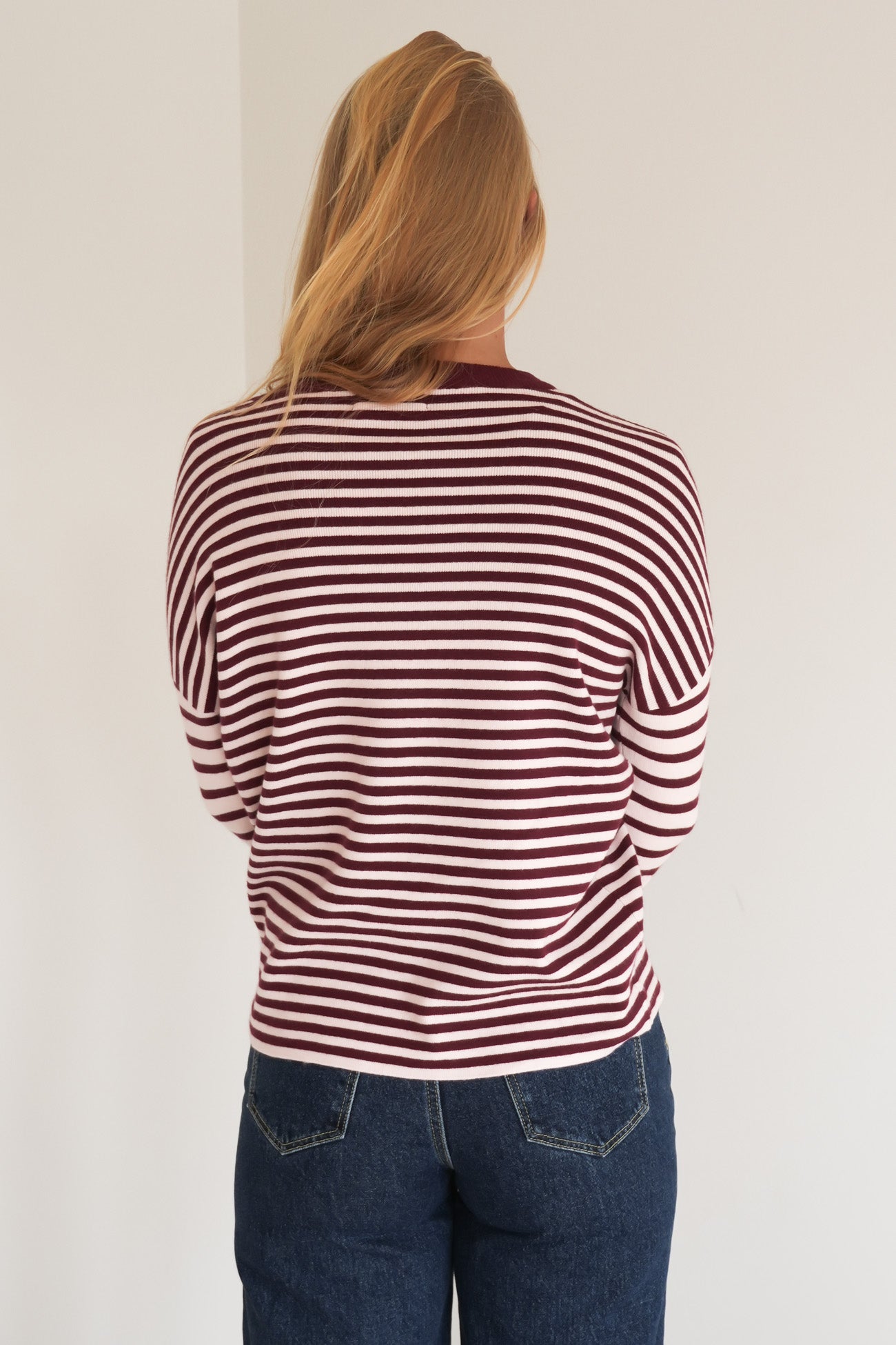 Rebecca Knit Long Sleeve Top Pink Stripe
