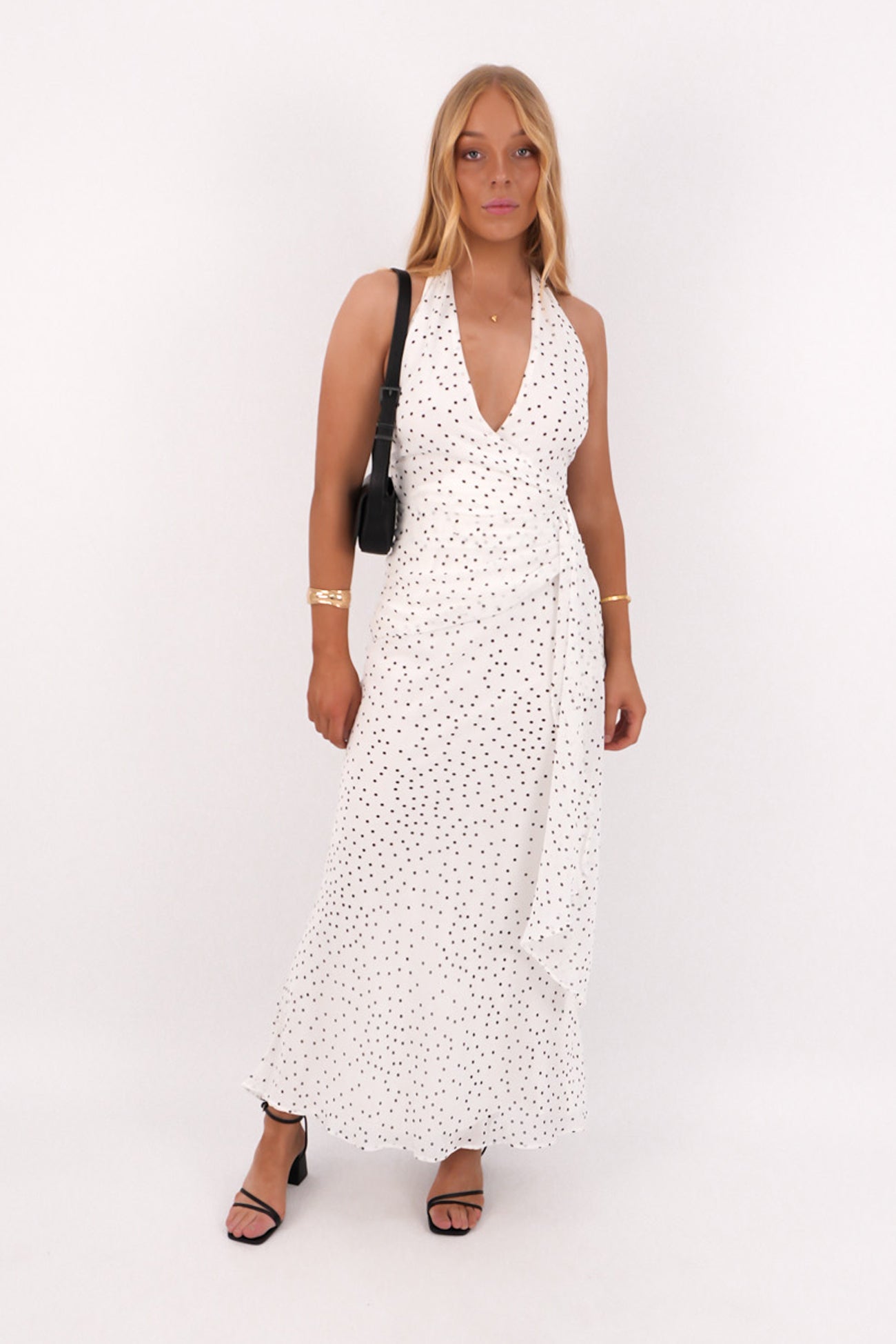 Reed Maxi Dress White Polka Dot