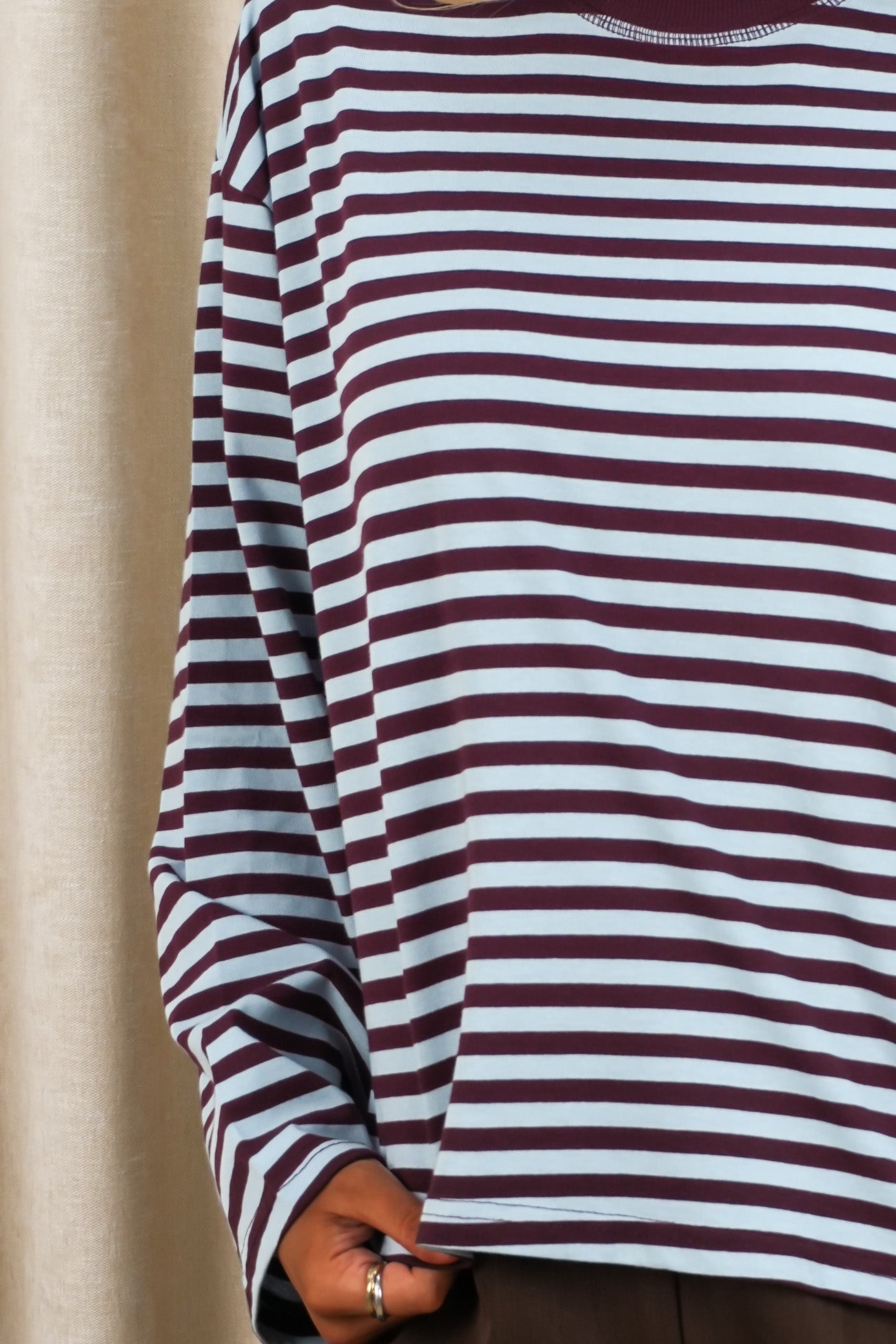 Remi Long Sleeve Stripe Tee Blue Plum