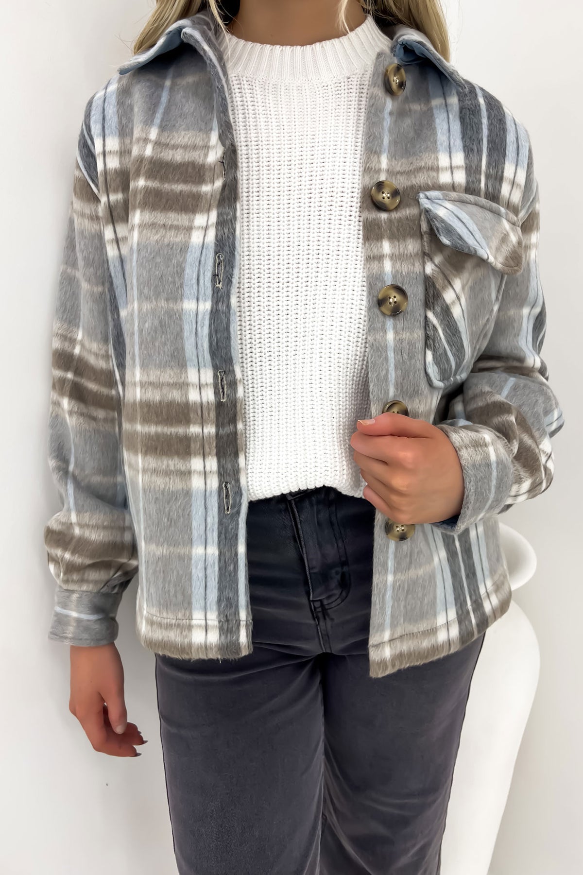 Check Jacket Rhodes Check Jacket Blue & Vintage White