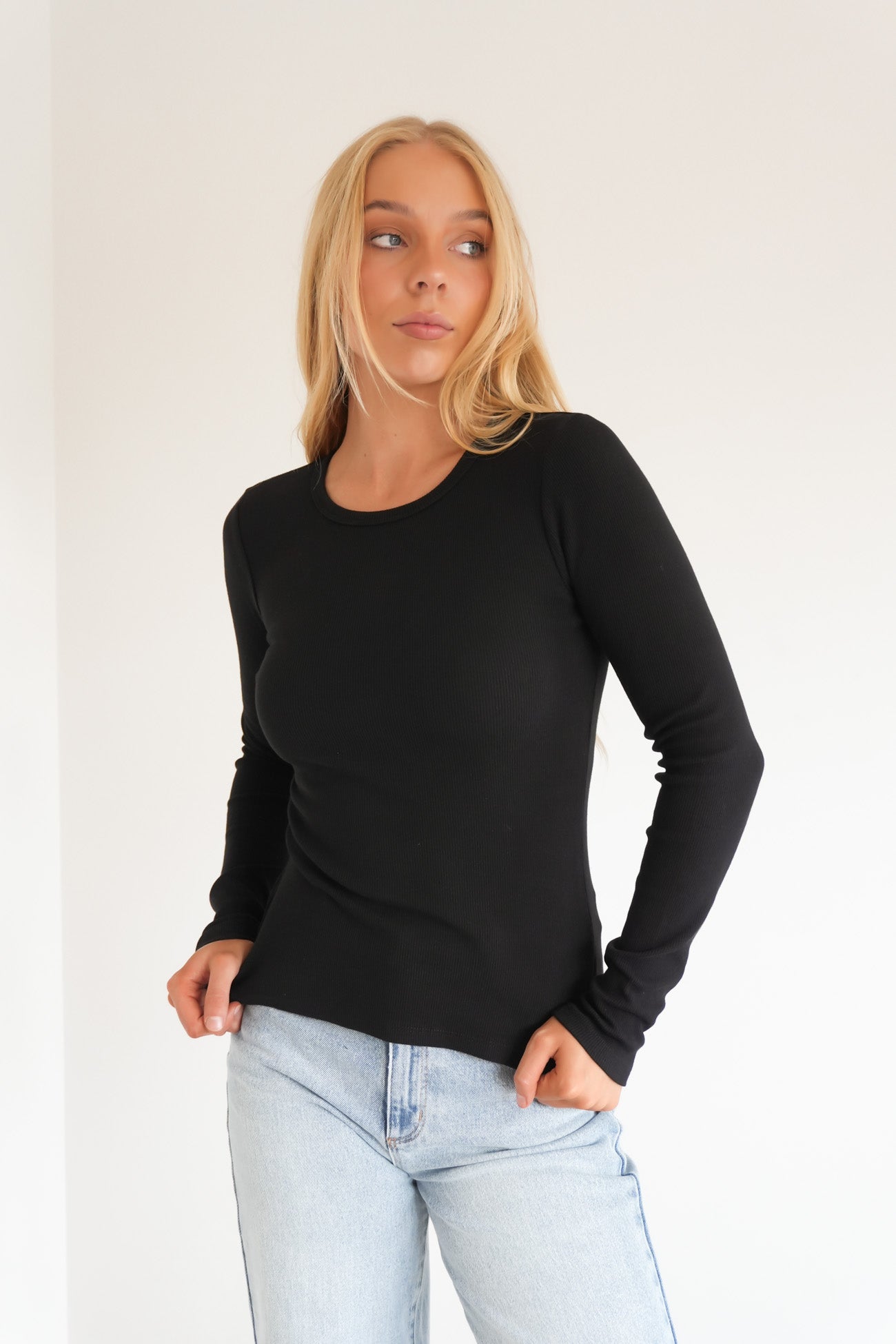 Rib Long Sleeve Black