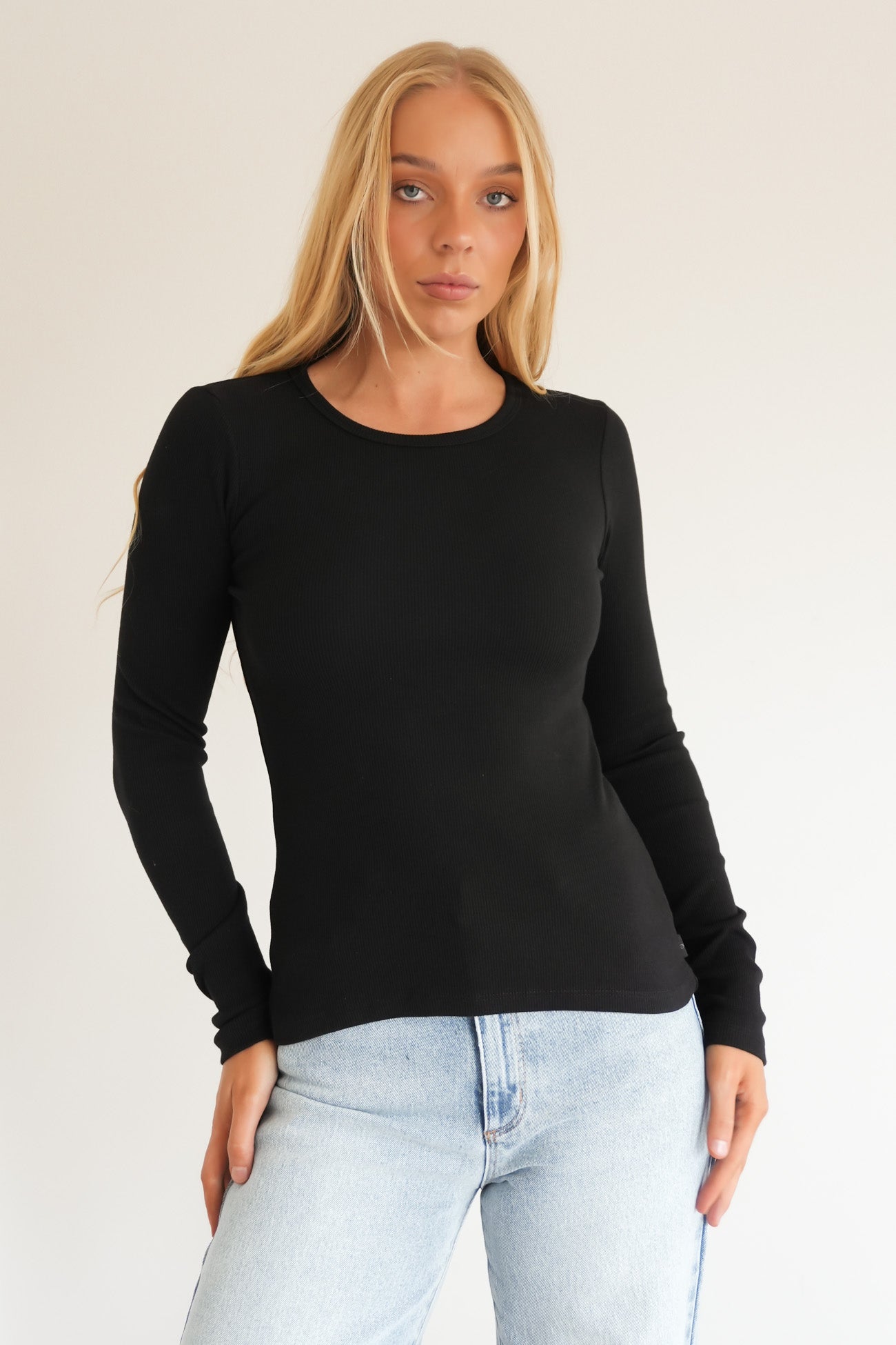 Rib Long Sleeve Black