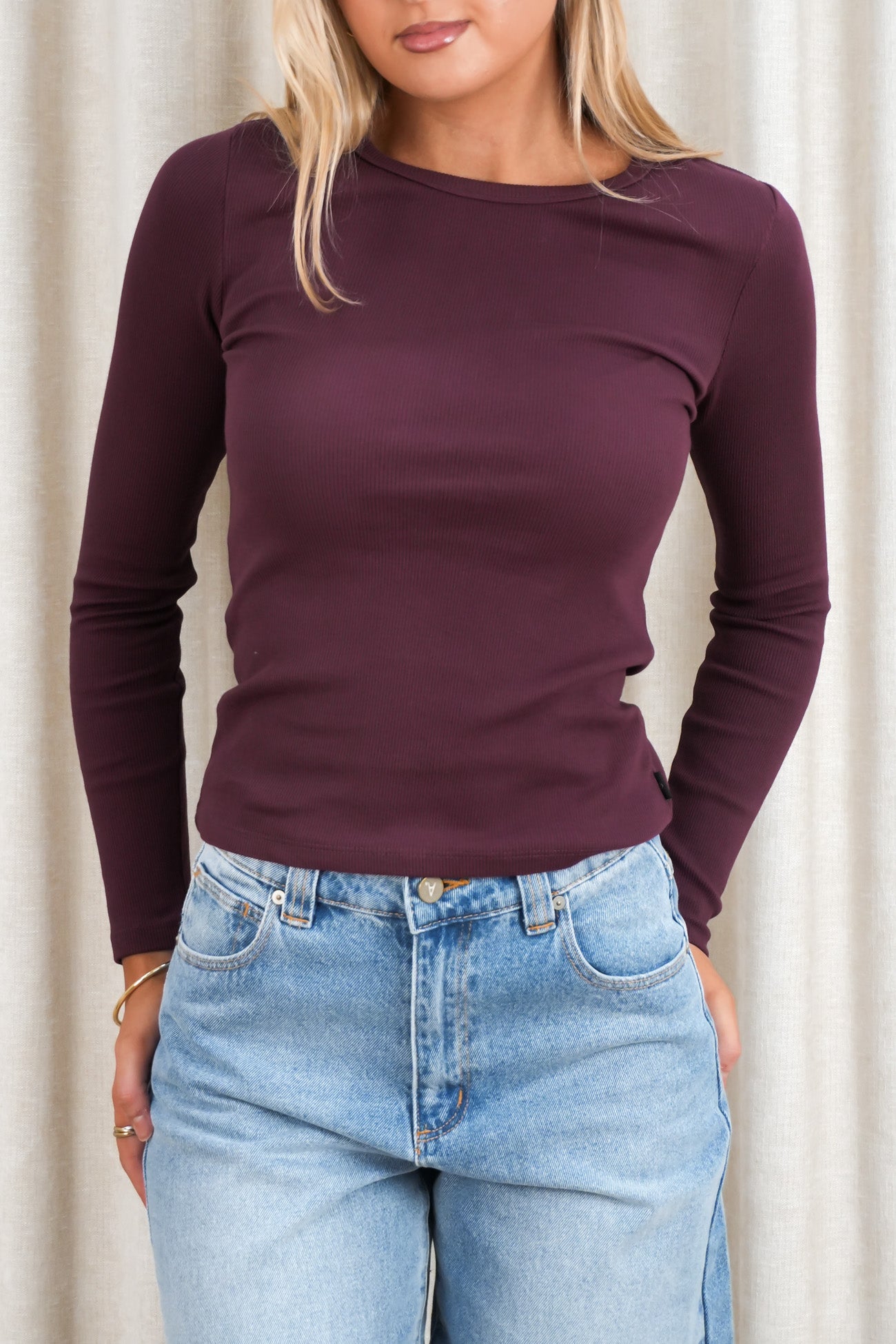 Rib Long Sleeve Cherry