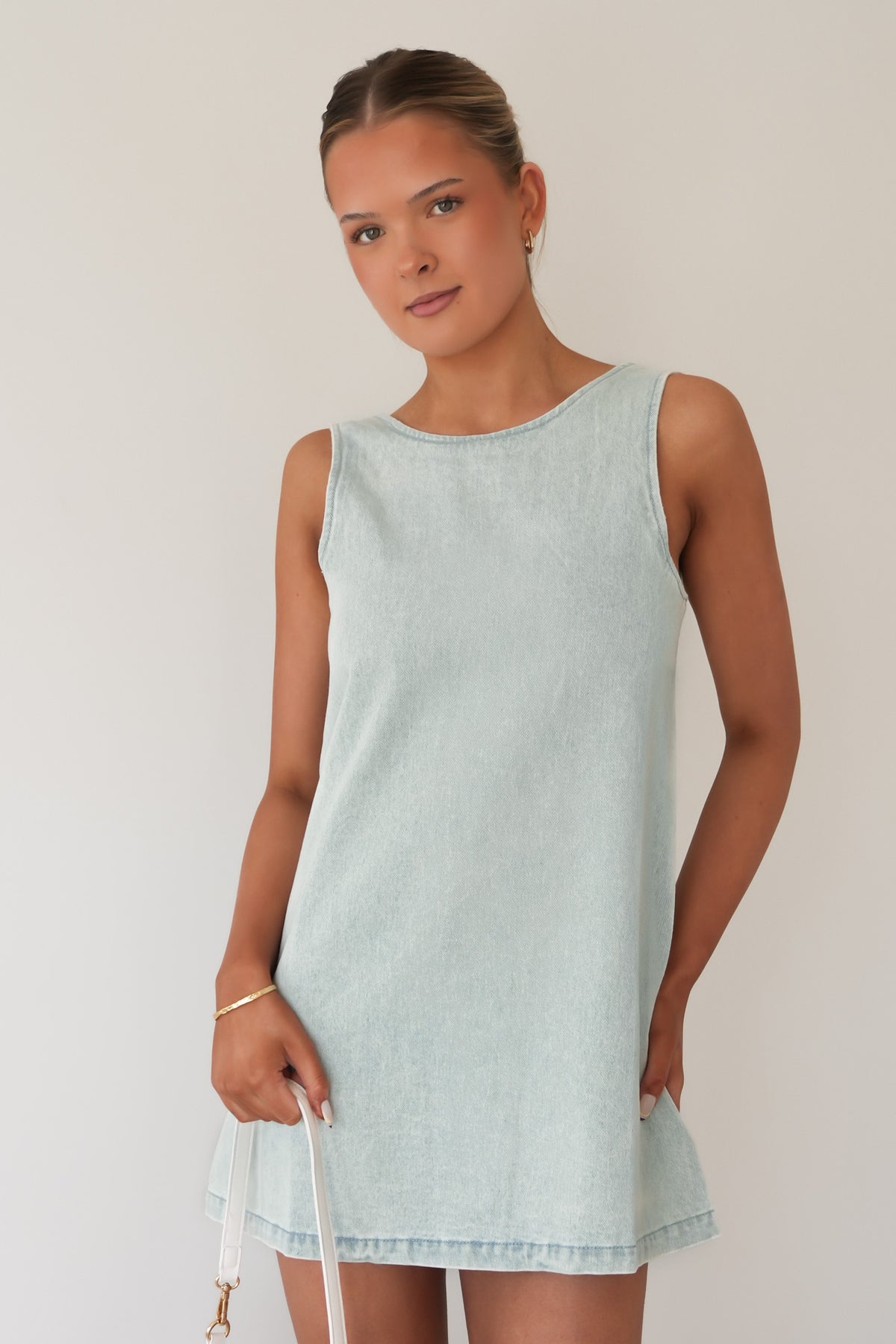 Riley Denim Mini Dress Light Wash