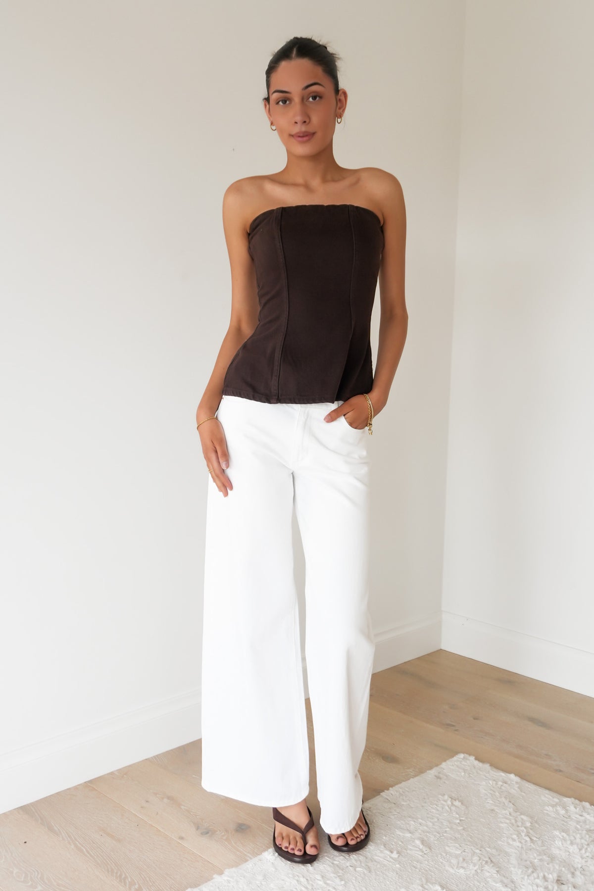 Rio Strapless Top Brown