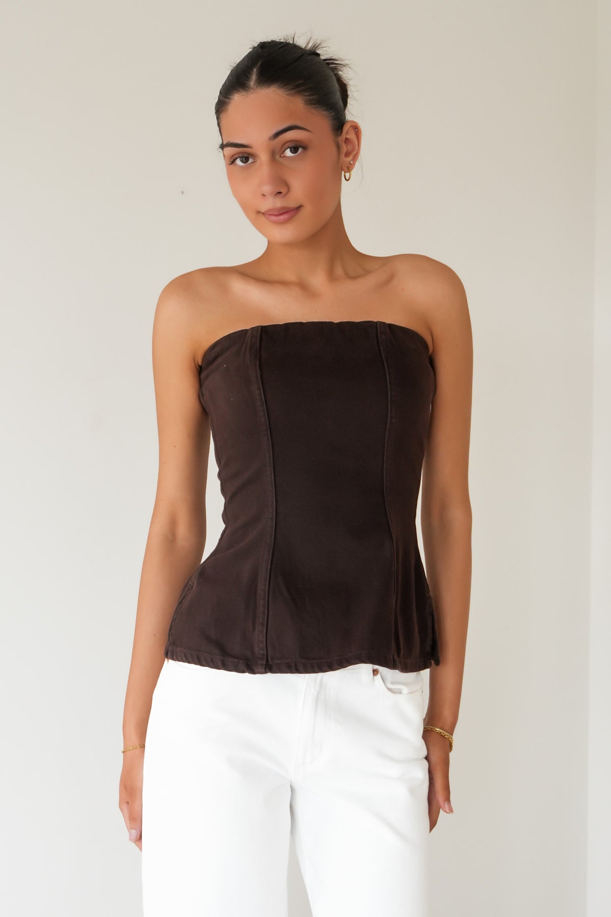 Rio Strapless Top Brown