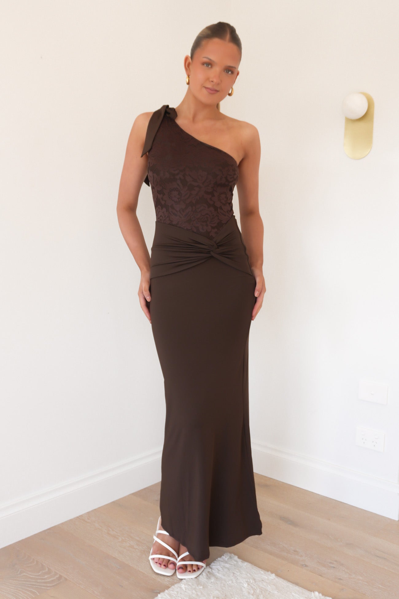 Rosin Lace Maxi Dress Brown