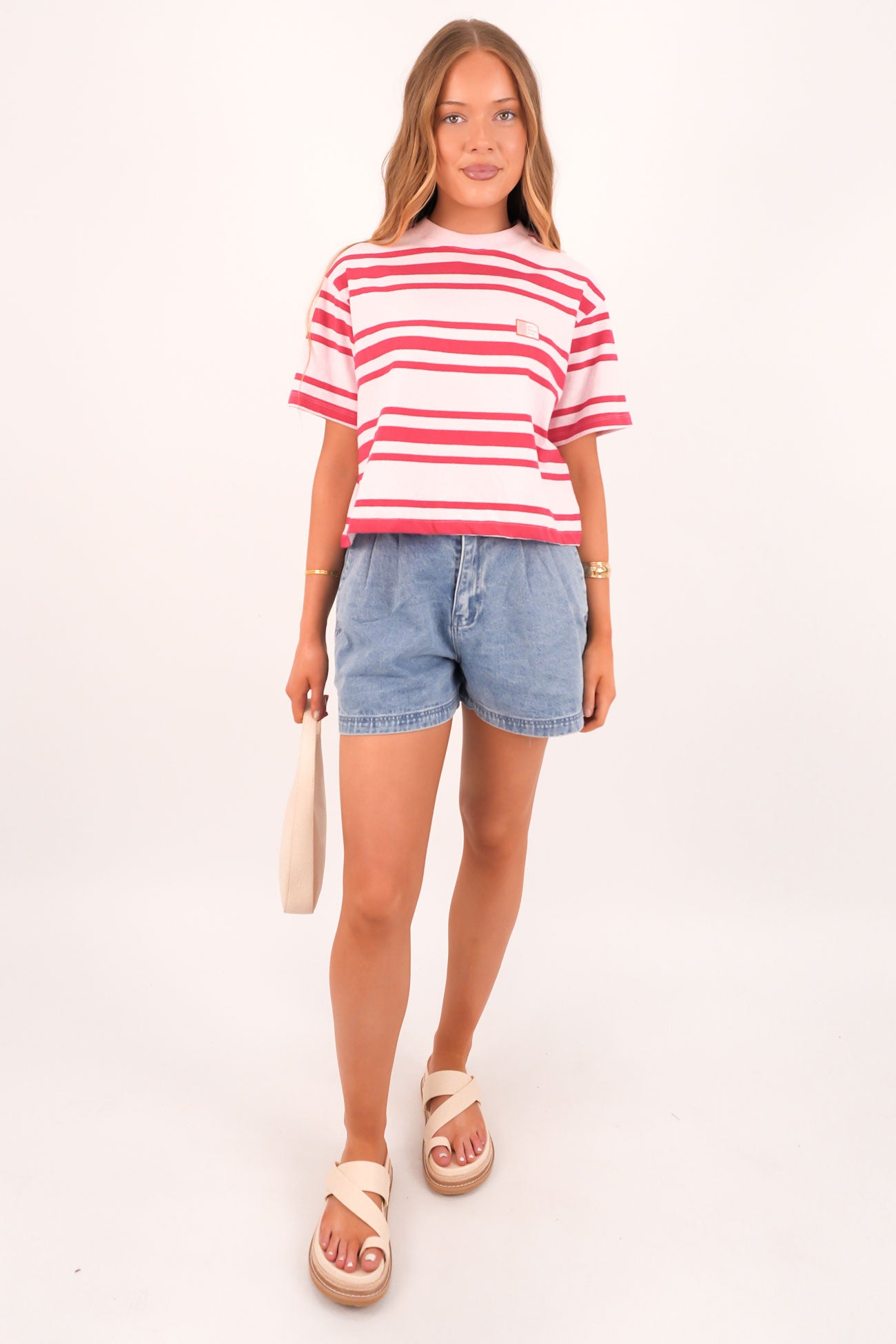 Ruby Crop Relaxed Tee Red