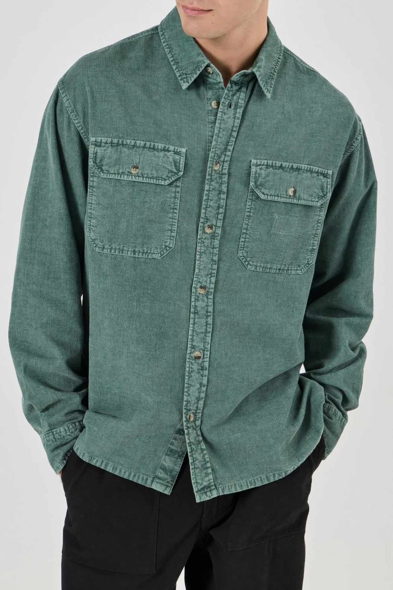 Grid Cord Long Sleeve Shirt Pine