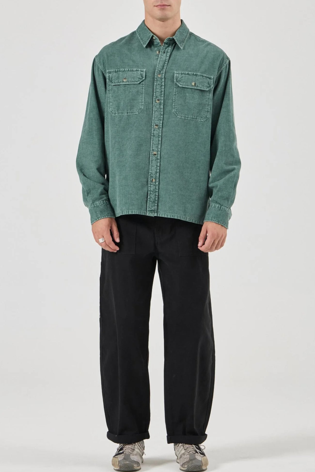 Grid Cord Long Sleeve Shirt Pine