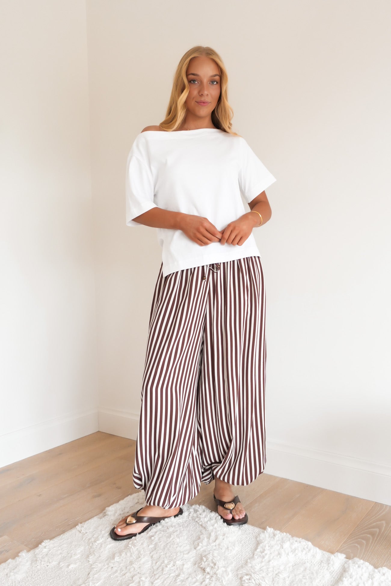 Safia Balloon Pant Chocolate Stripe