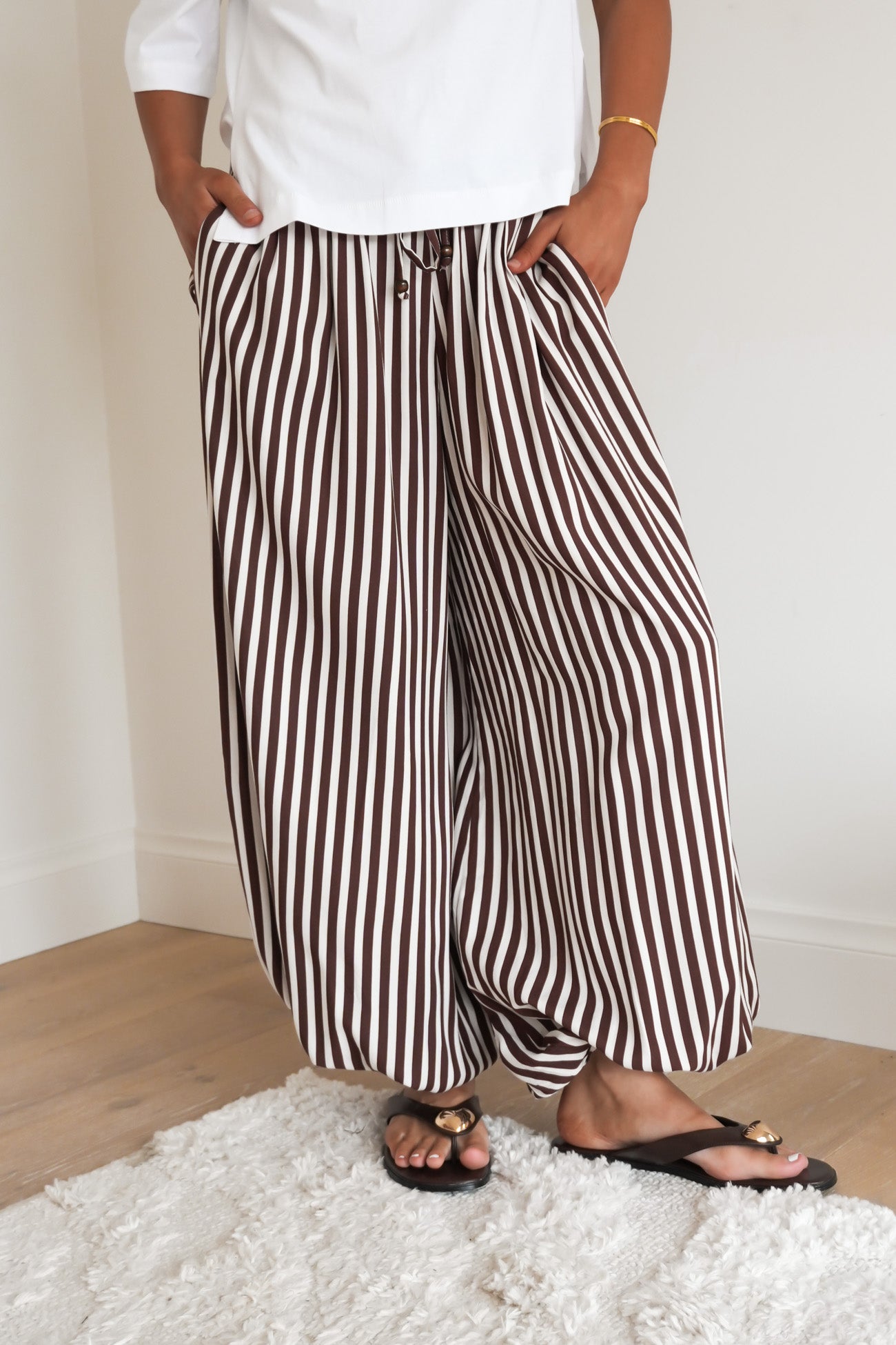 Safia Balloon Pant Chocolate Stripe